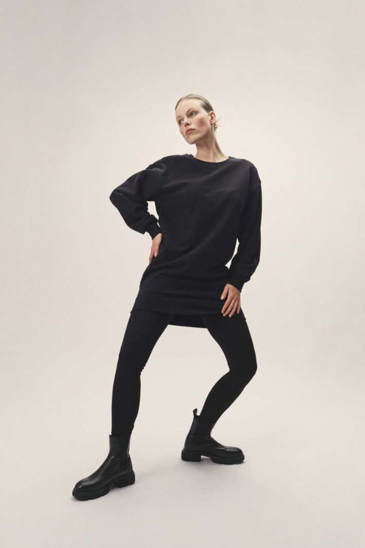 WOTE Damen vegan Sweatkleid  Schwarz