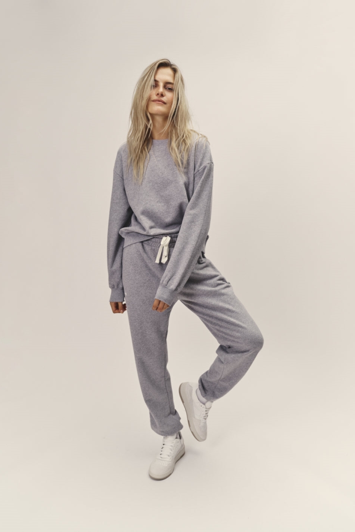 WOTE Damen vegan Sweatshirt Rundhalsausschnitt Grau-Melange