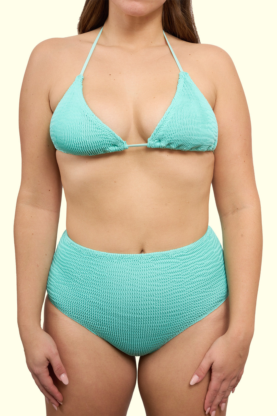CALAMOON womens vegan Top Triangle Mint Green