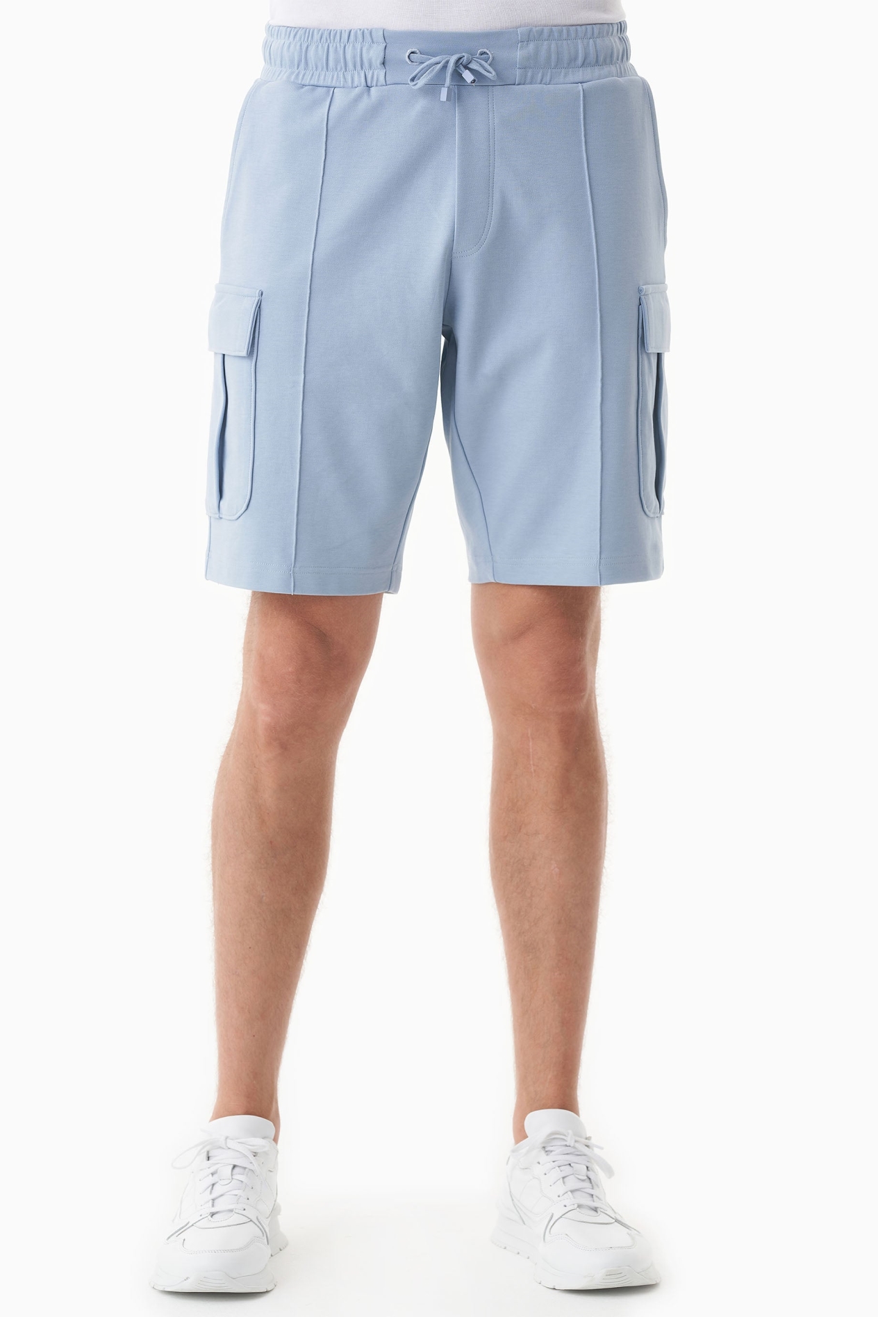 Image of ORGANICATION mannen vegan Sweatshort Cargo Ijsblauw