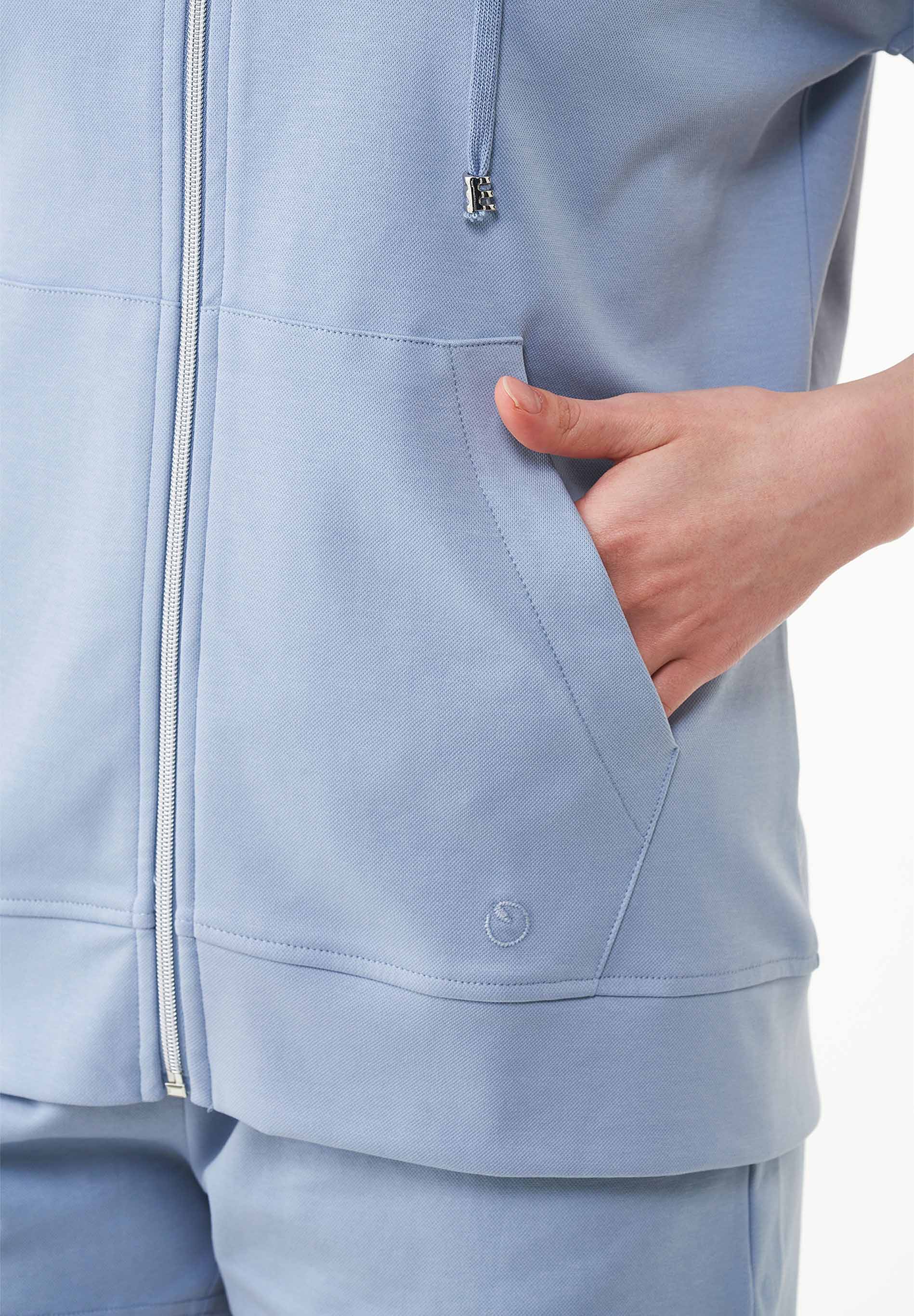 ORGANICATION Hoodie Full-Zip Short-Sleeved Lightweight Ice Blue