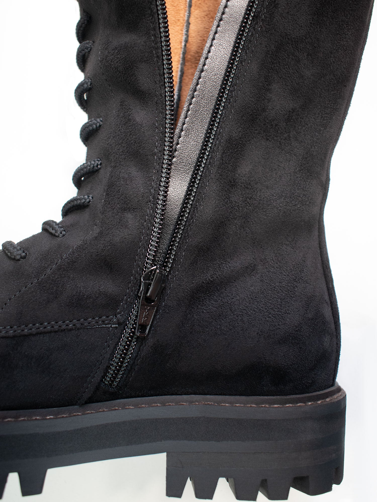 Will's Vegan Store womens vegan Lace-Up High Boots Vegan Suede Black