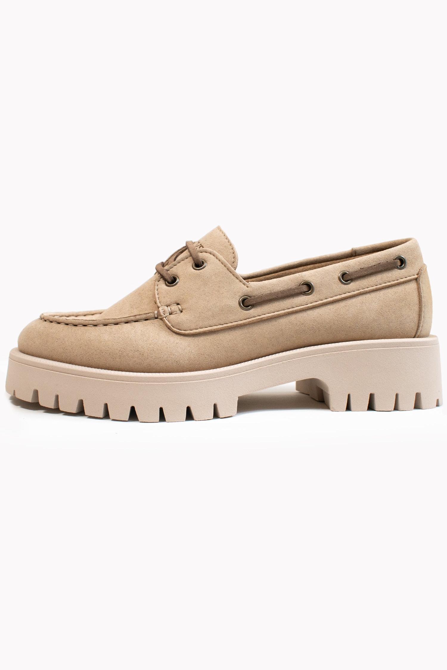 Will's Vegan Store Damen vegan Mokassins Track Sole Veganes Wildleder Beige