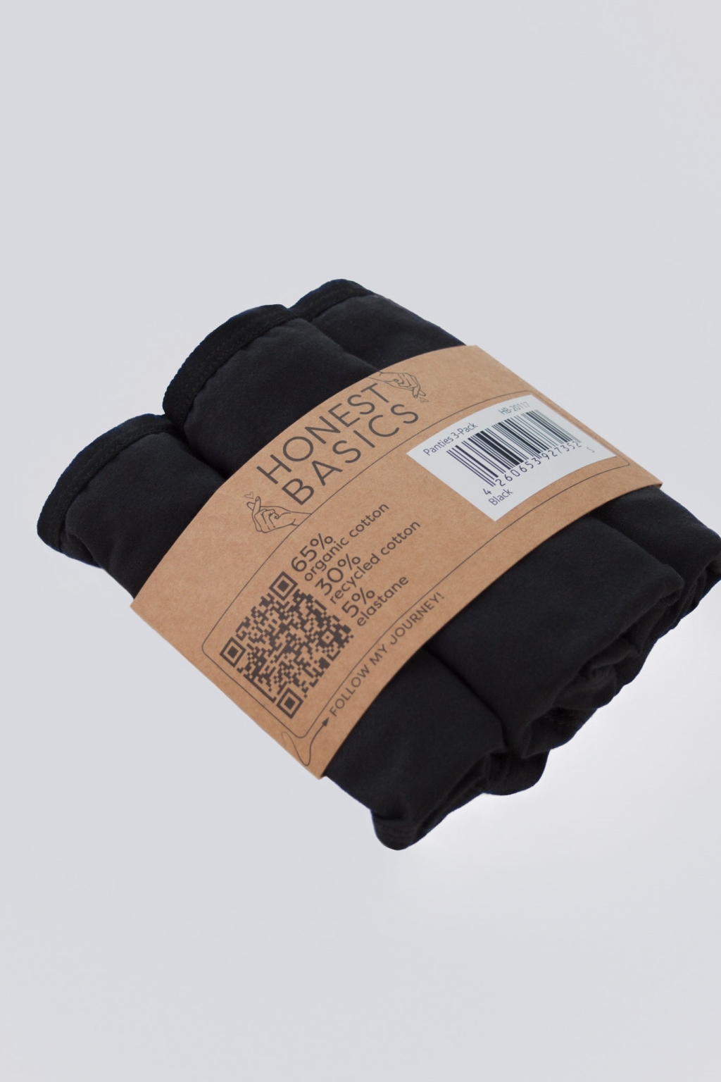 Honest Basics womens vegan Panties Multipack 3x Black