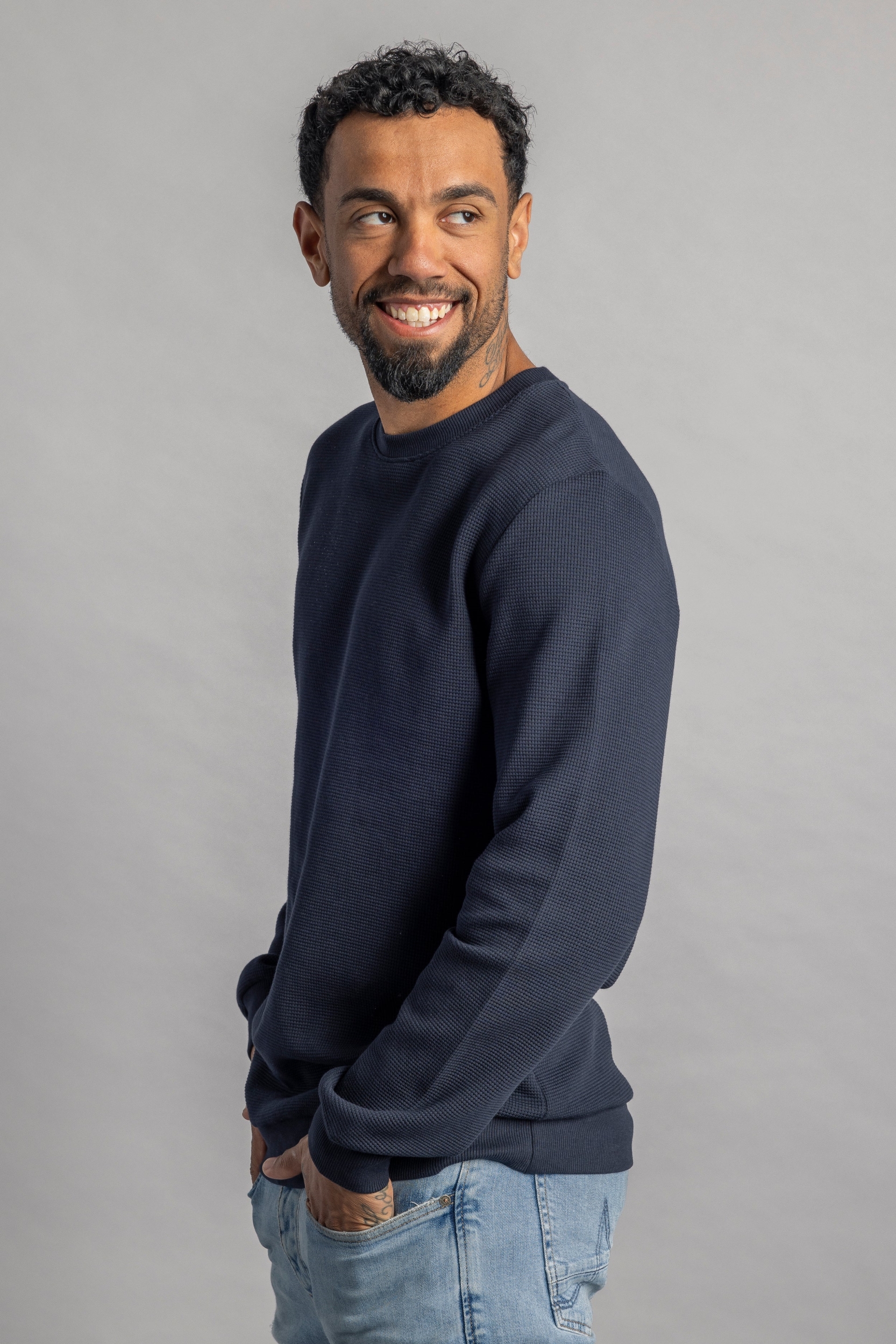 DIRTS Herren vegan Longsleeve Waffelpiqué Navy