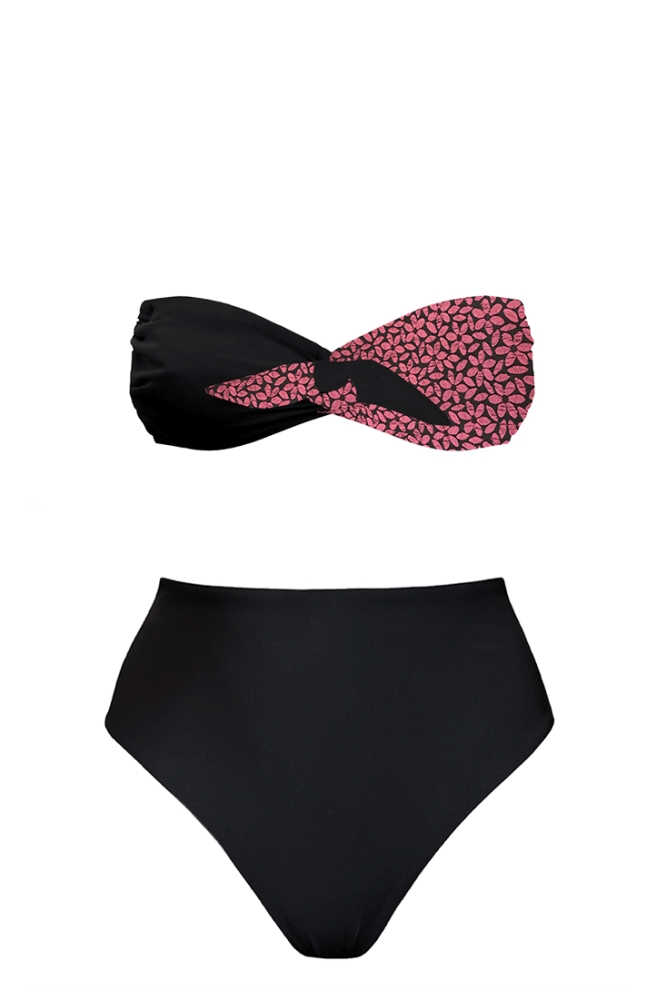 Anekdot Damen vegan Bikini Set High Taijitu Schwarz & Floral