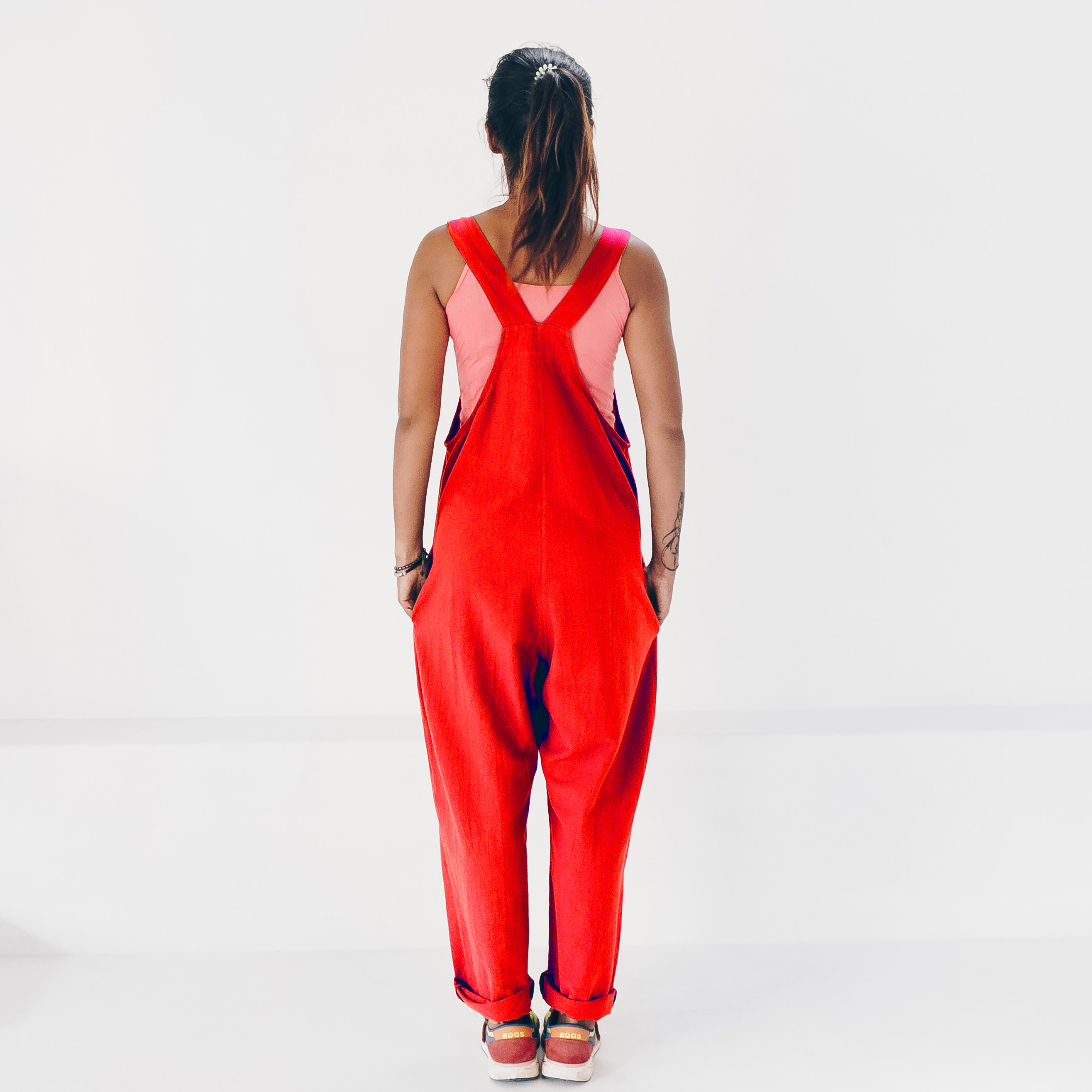 The Driftwood Tales womens vegan Trouser Suit Red