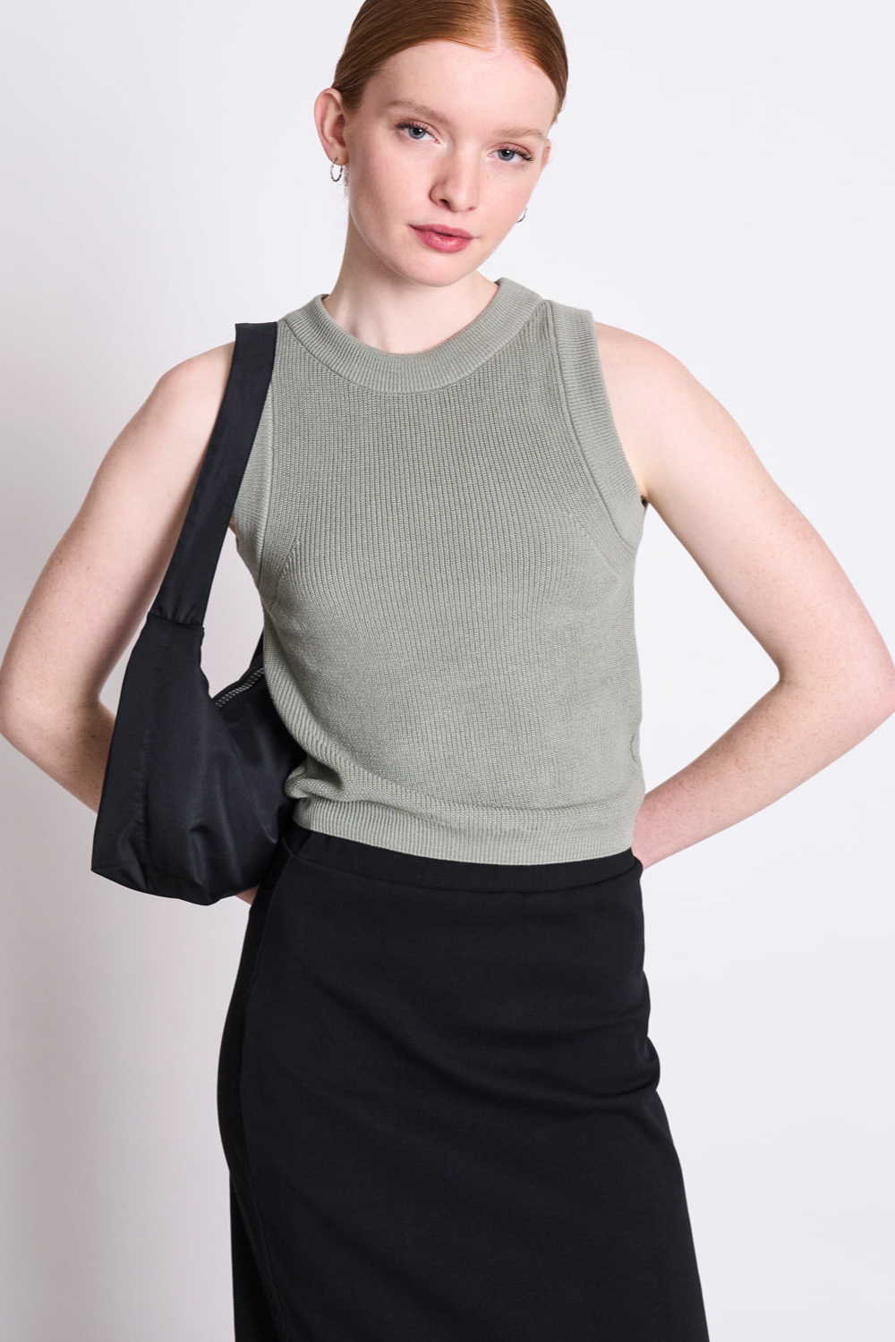 JAN 'N JUNE Damen vegan Strick-Top Garda Muted Sea Spray