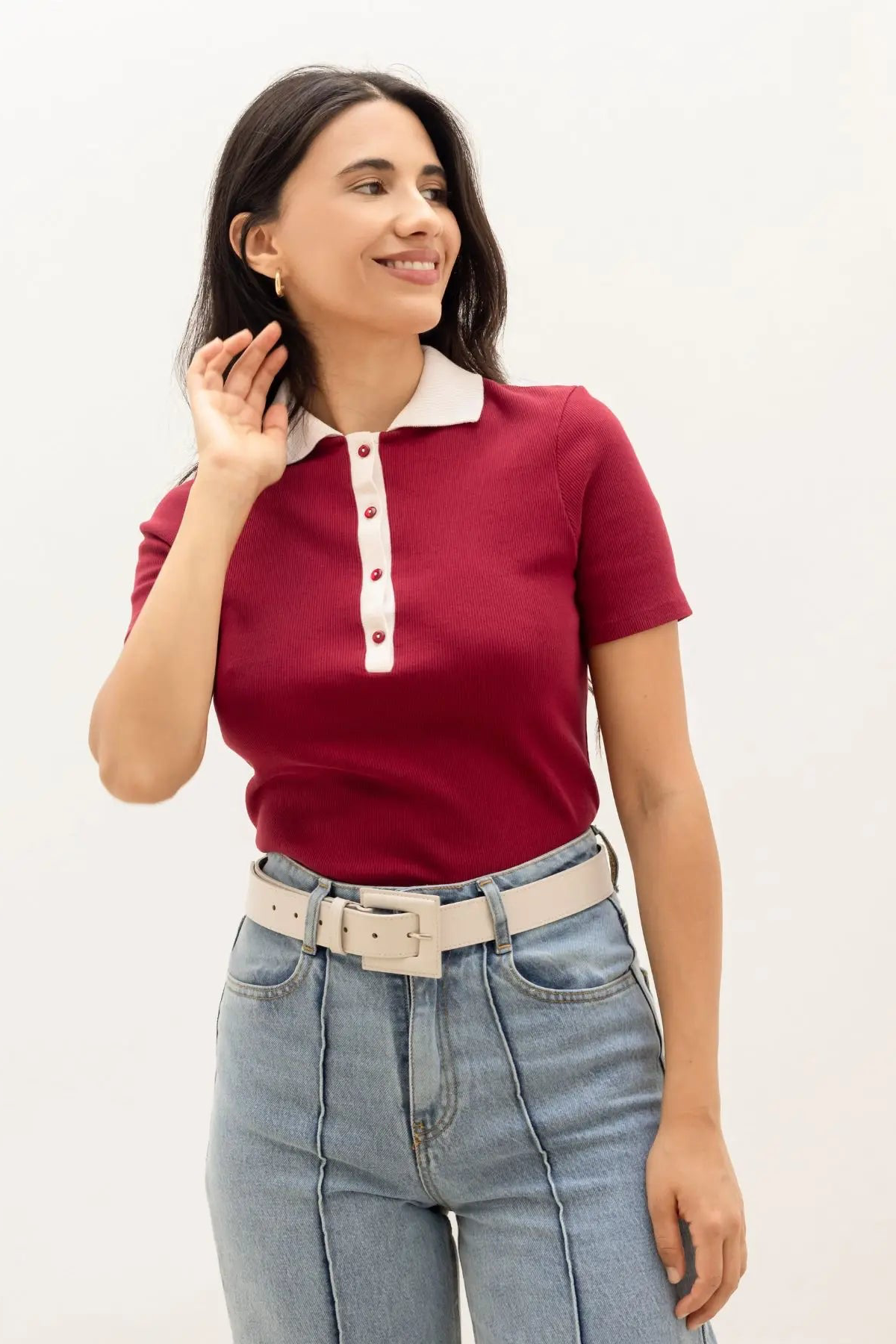 Clotsy Damen vegan Hemd Navigli Kirsche Rot