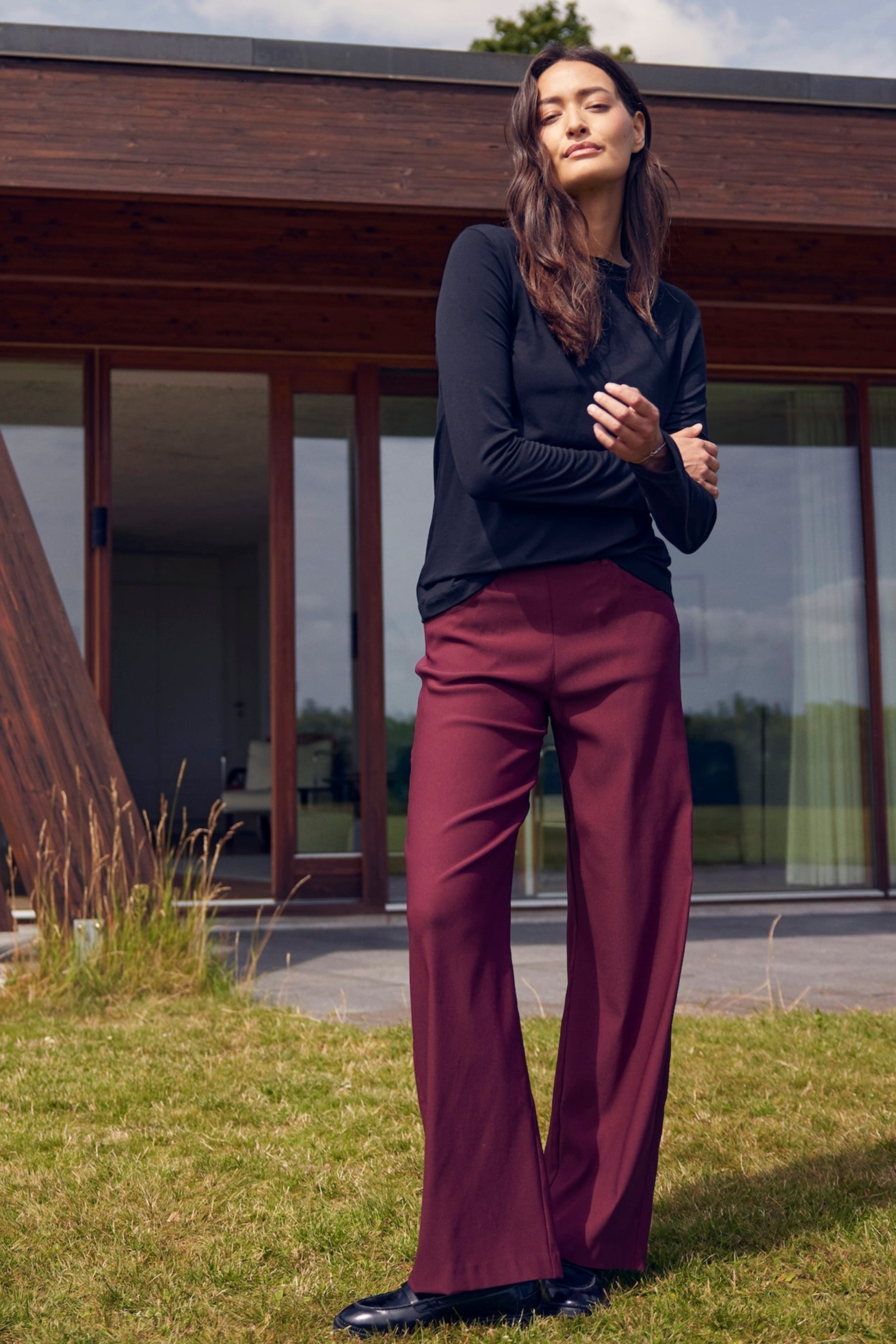 LAURIE Damen vegan Hose Donna Loose Long LÃ¤nge Zinfandel