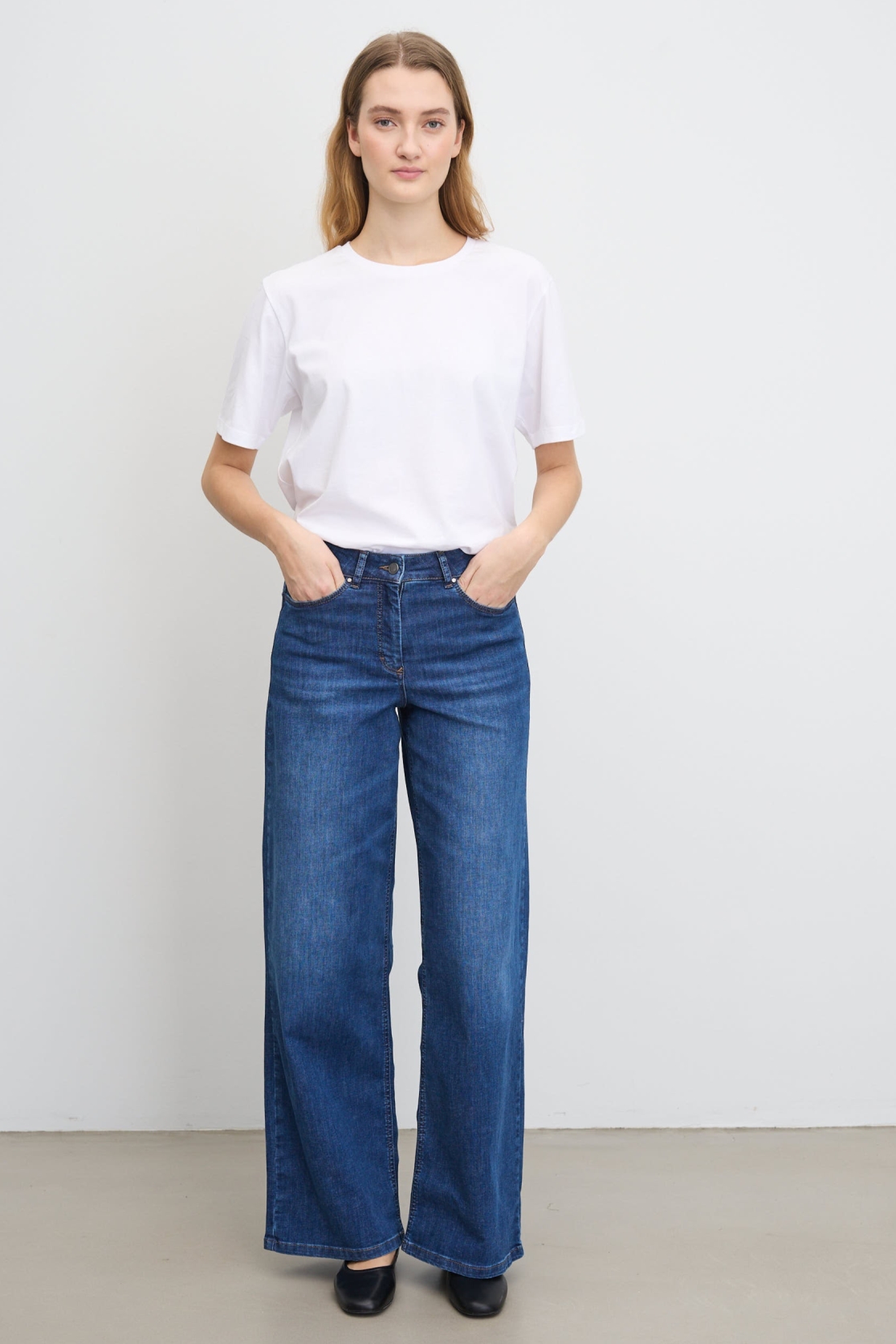 LAURIE Damen vegan Jeans Carol Lange LÃ¤nge Gewaschen Blau