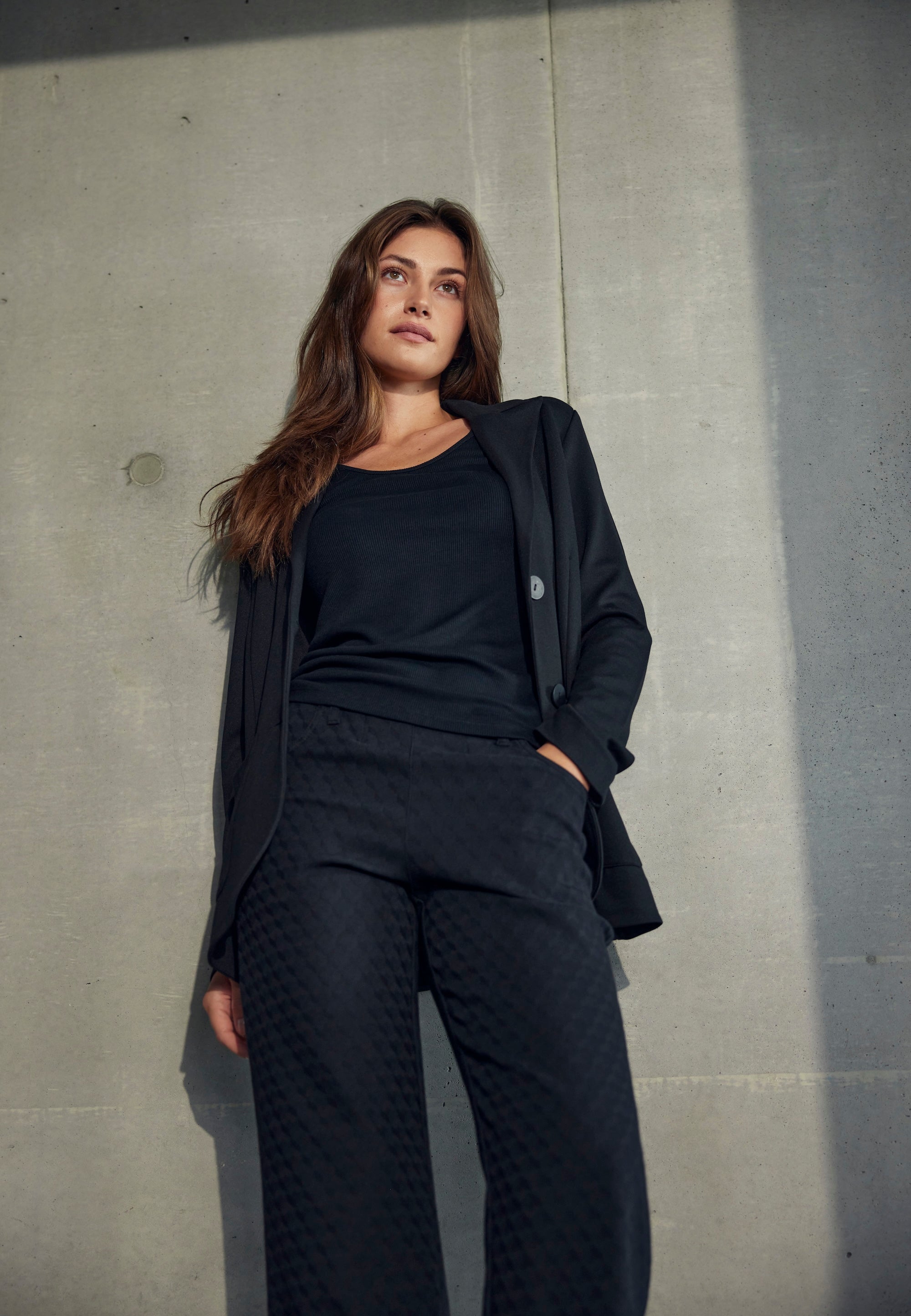 LAURIE womens vegan Pants Tracy Straight Short Length Black Jacquard