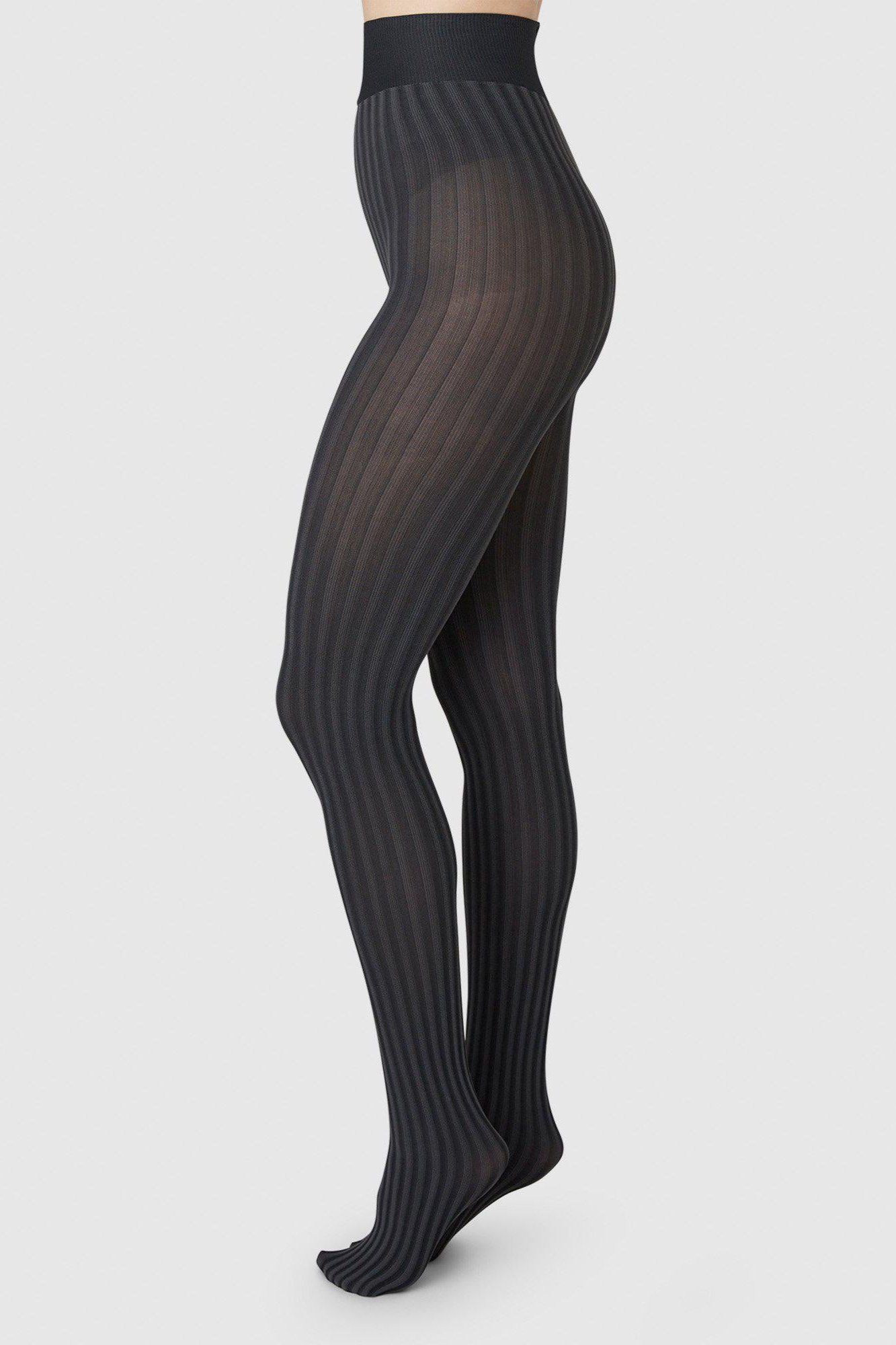 Swedish Stockings womens vegan Tights Hilda Stripe Black
