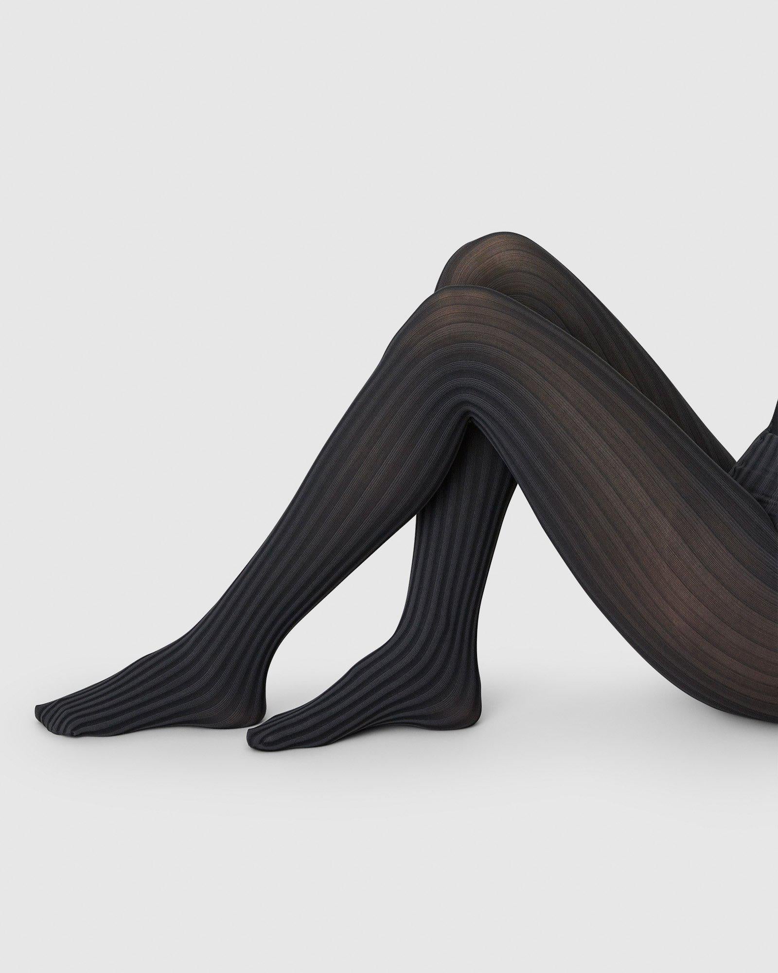 Swedish Stockings womens vegan Tights Hilda Stripe Black