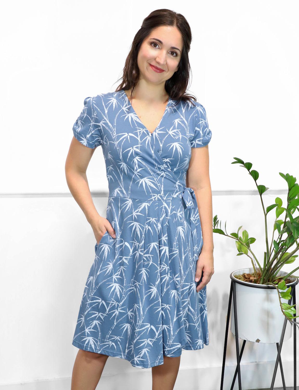 Passion Lilie Wrap Dress Coastal Light Blue & White
