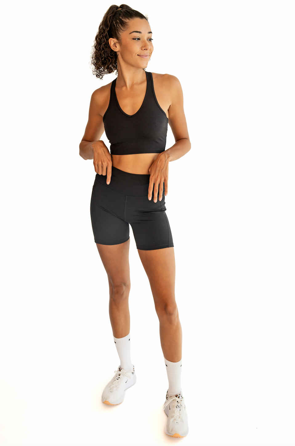 SEAAV womens vegan Shorts Biker 5'' With Pockets Onyx Black