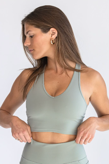 SEAAV Damen vegan Bh V-Ausschnitt Dusty Sage Gr&Atilde;&frac14;n