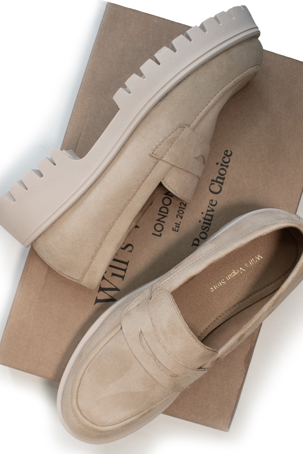 Will's Vegan Store Damen vegan Loafers Damen Track Sole Veganes Wildleder Beige