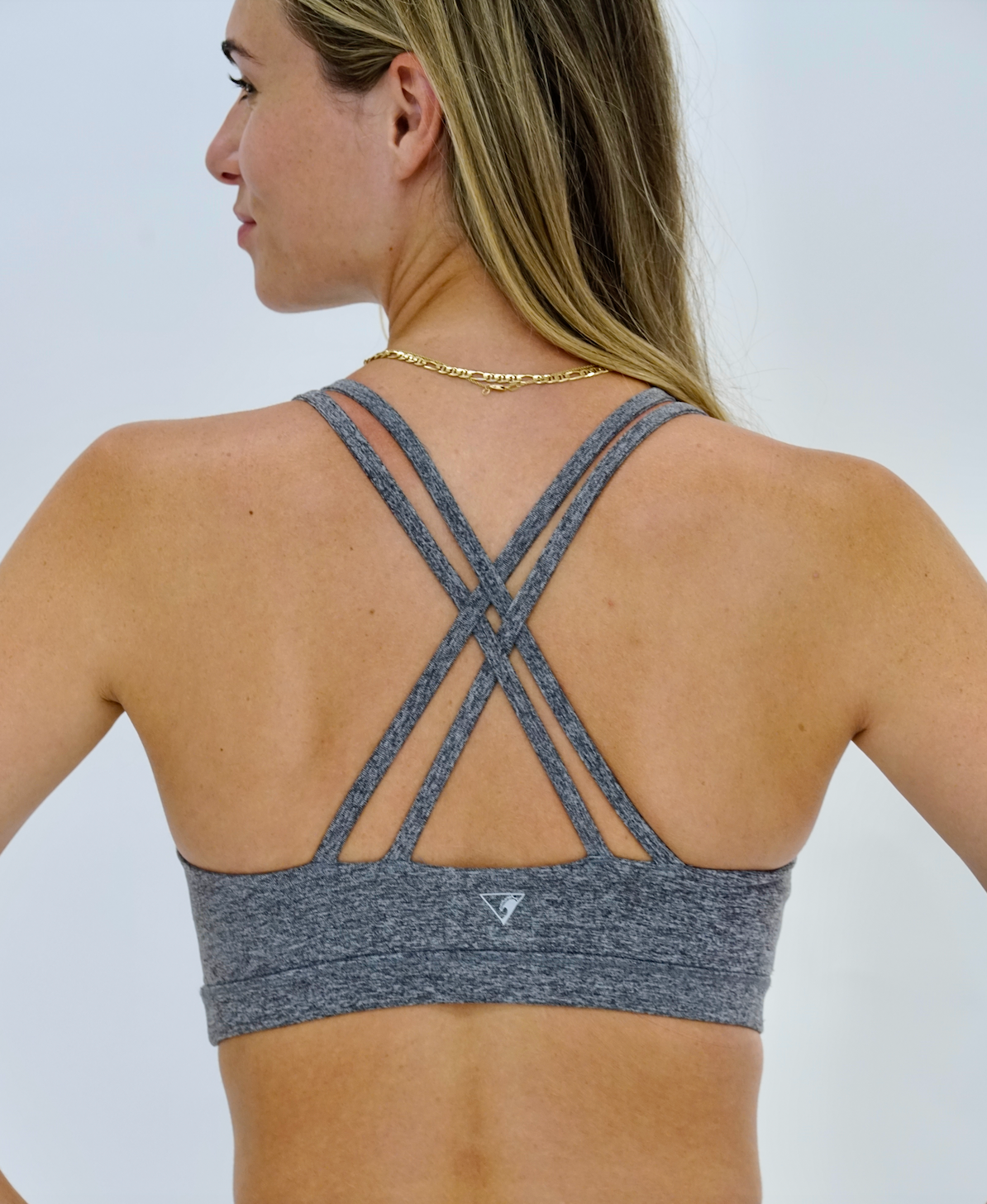 SEAAV womens vegan Bra Contrast Sports Shark Heather Grey