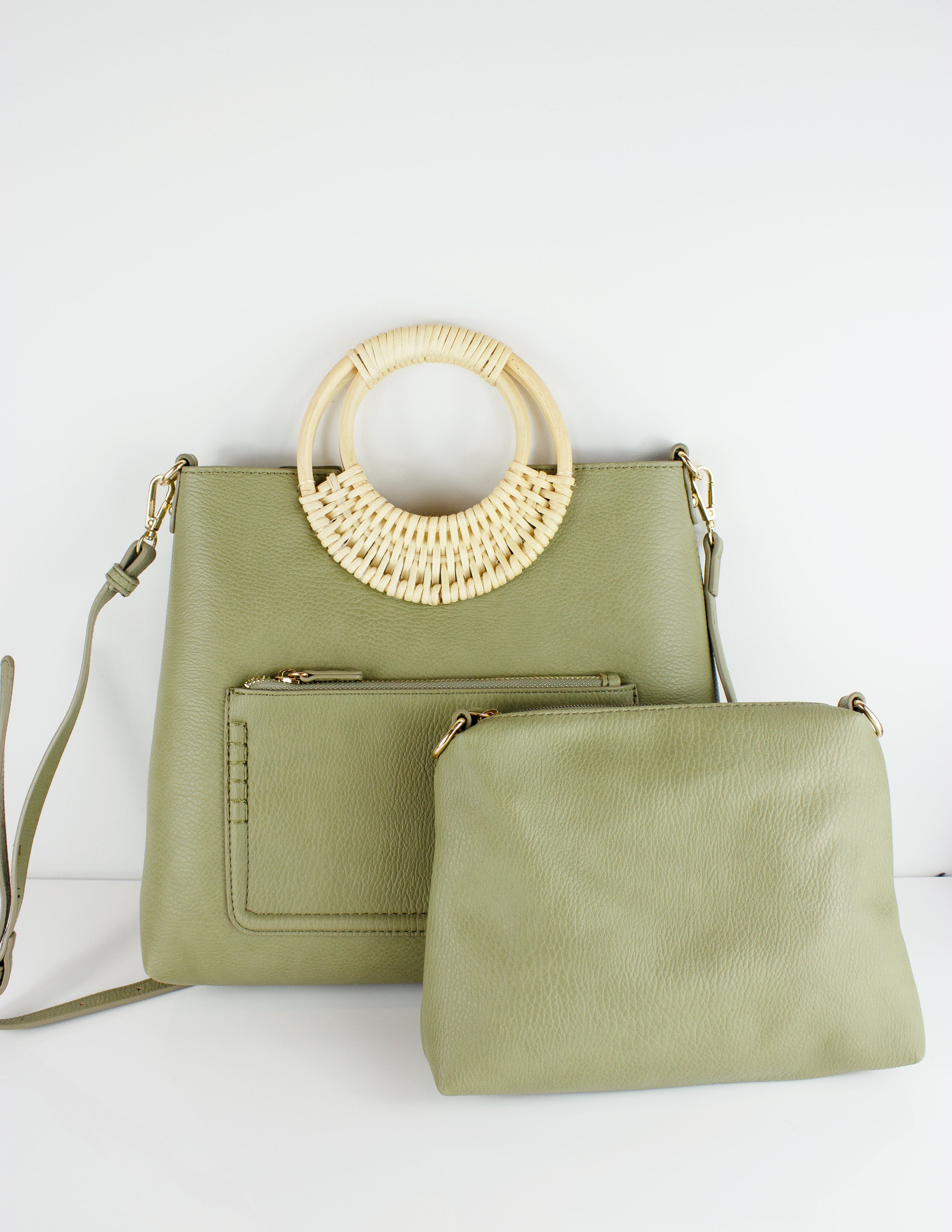 Blue District Tas Jiffy 2 In 1 Vegan Leer Pistache Groen