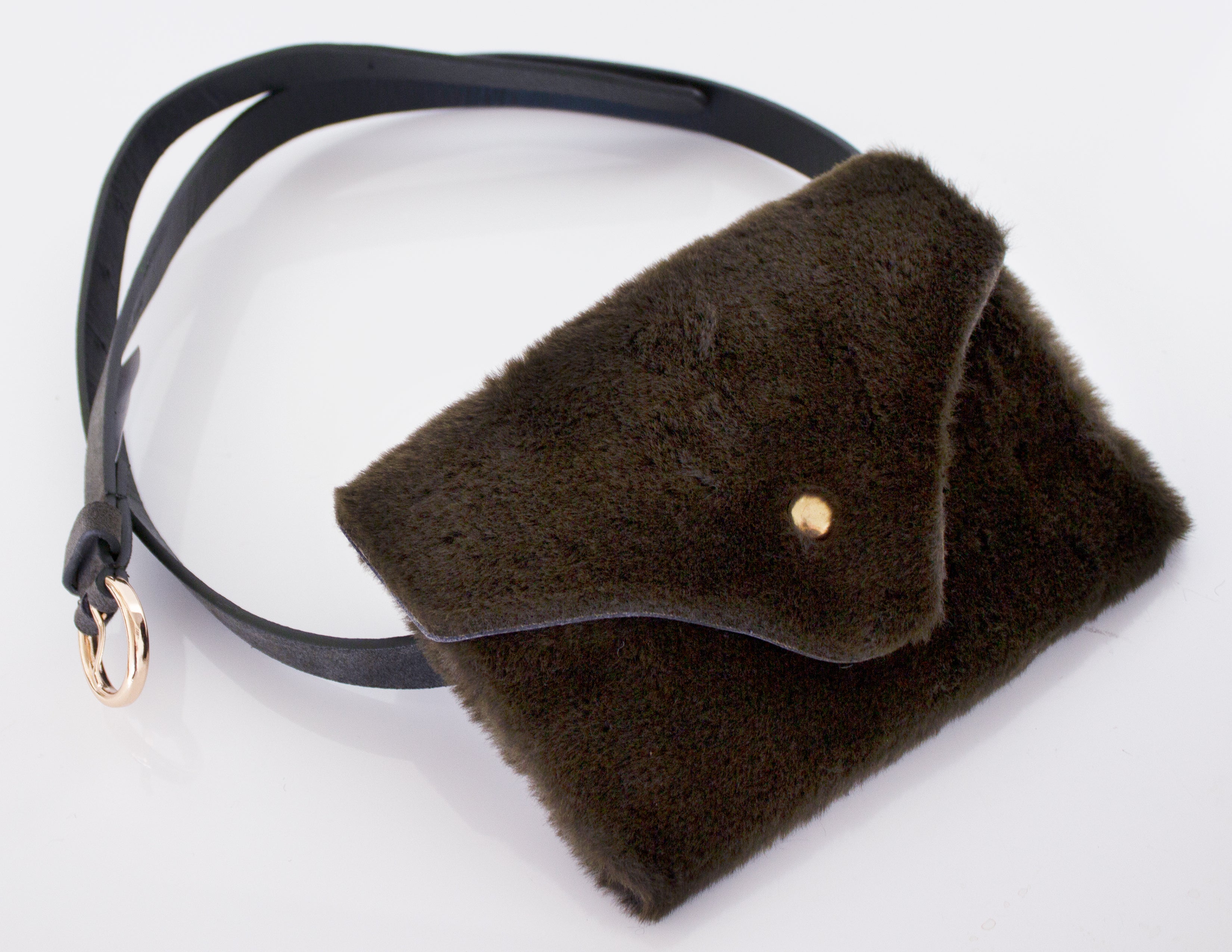 Blue District Riem Fraser Met Vegan Faux Fur Pouch Groen