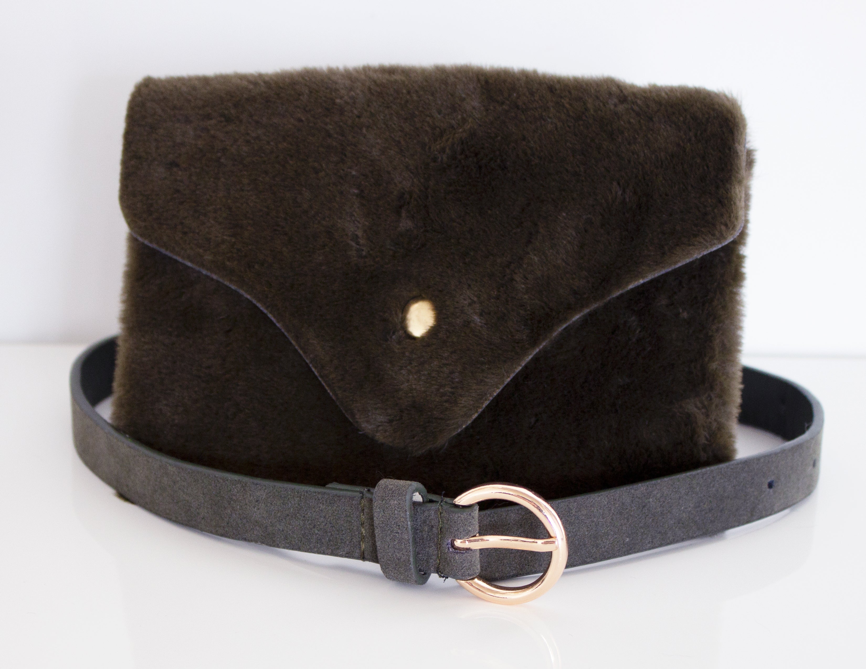 Blue District Riem Fraser Met Vegan Faux Fur Pouch Groen