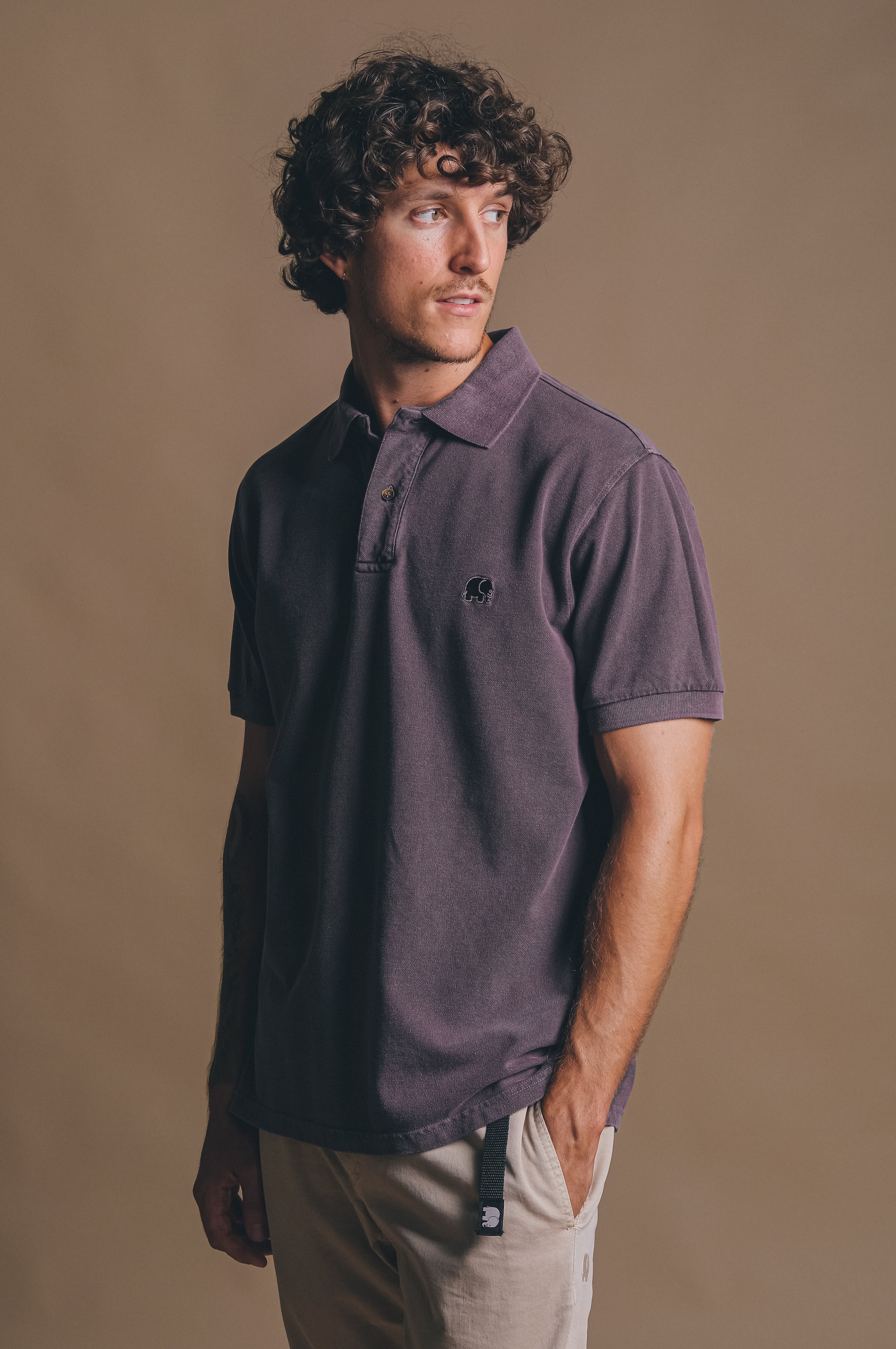 Trendsplant Herren vegan Polohemd Alcalali Sunset Lila