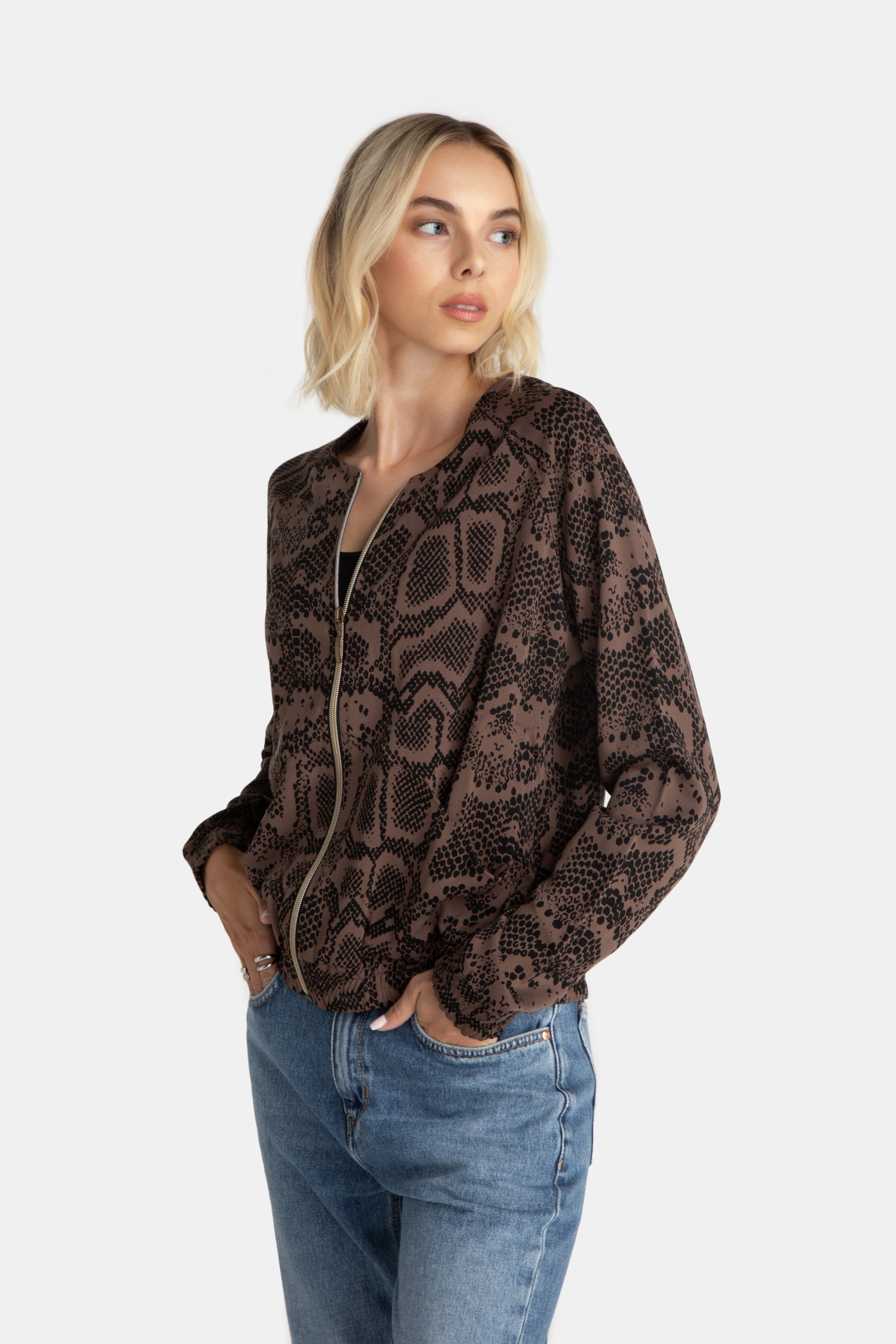 89401 - LOVJOI Damen vegan Jacke Boca Braun Python
