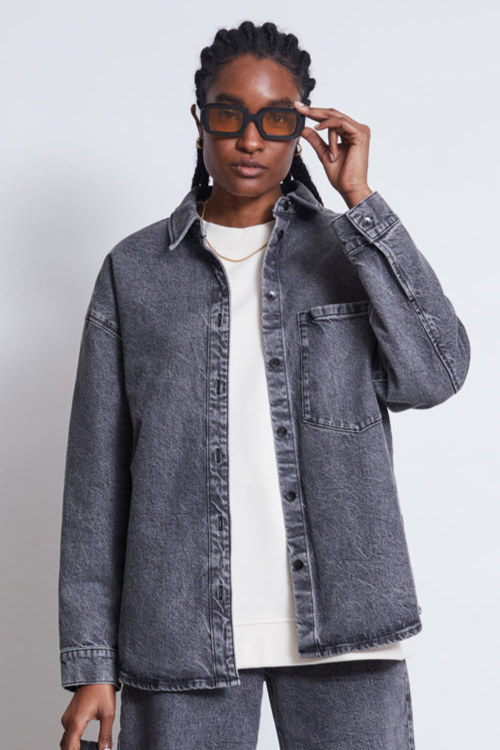 Image of JAN 'N JUNE dames vegan Overhemd Denim Solace Lichtgrijs