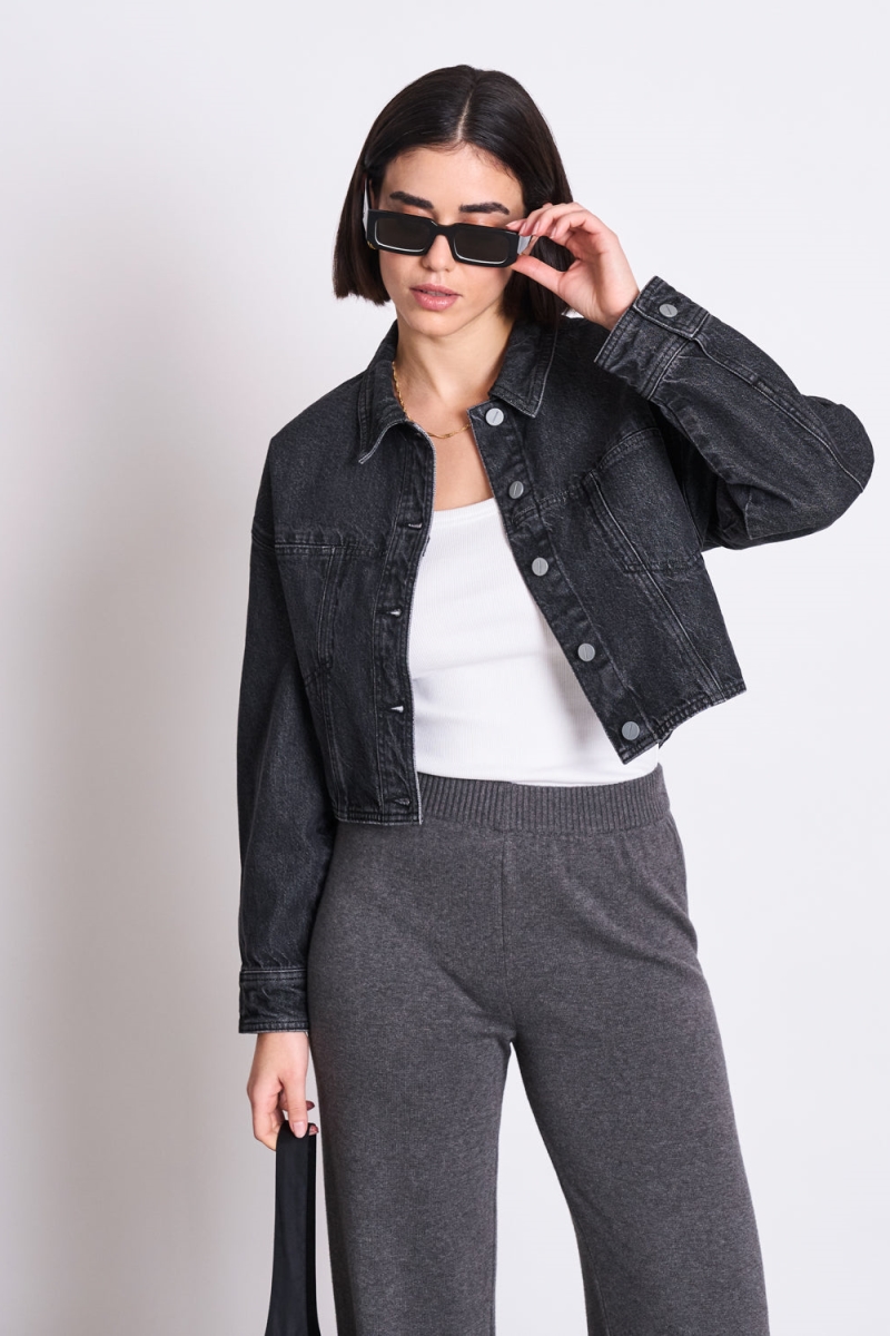 Image of JAN 'N JUNE dames vegan Jas Denim Aria Faded Zwart