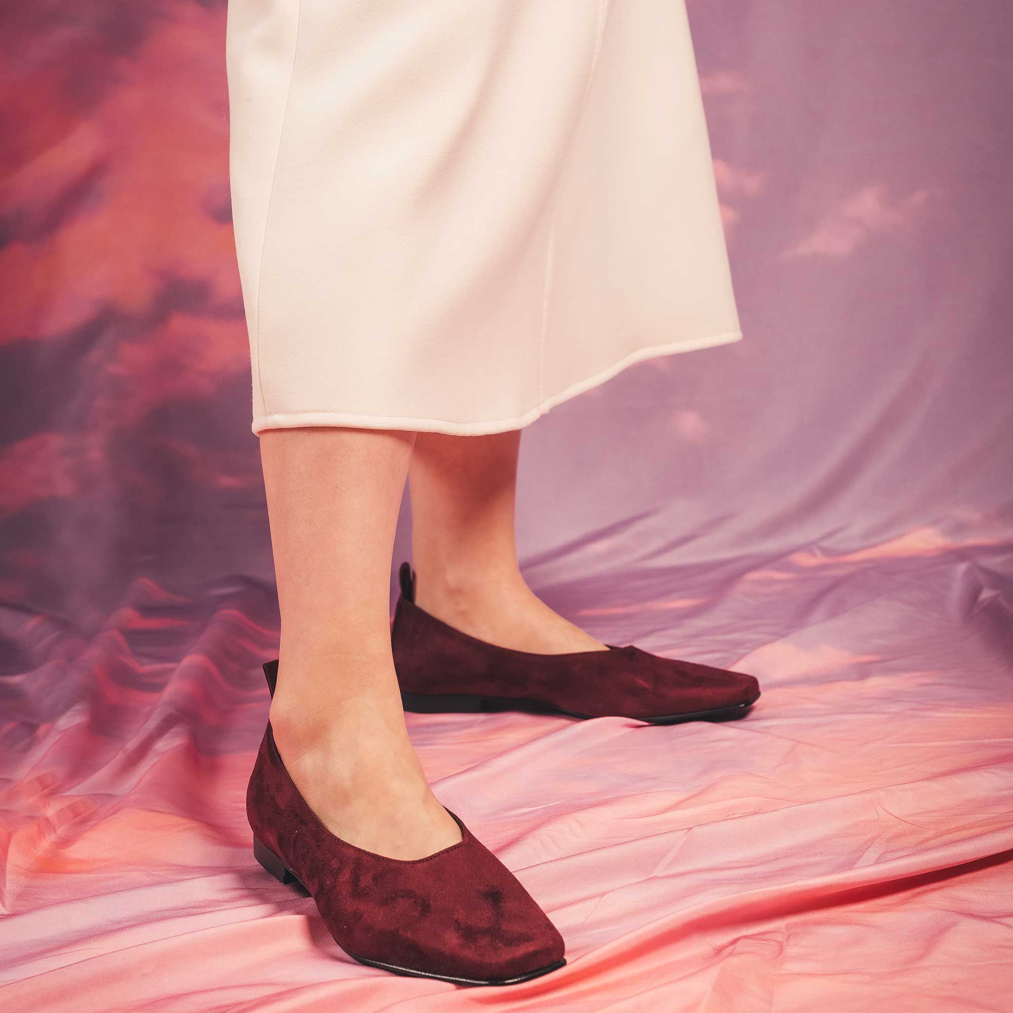 NAE womens vegan Ballerinas Melita Vegan Eco-Leather Red