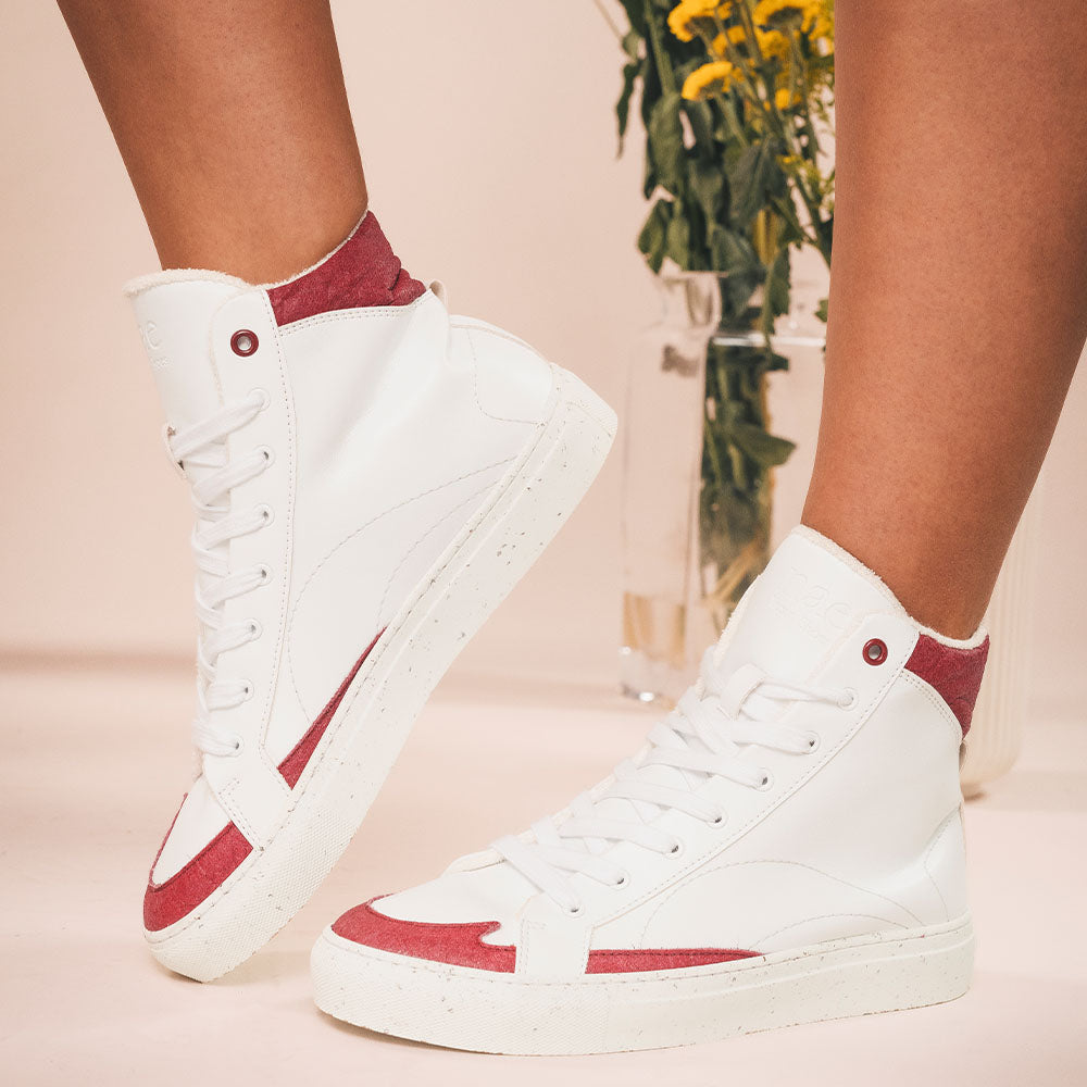 NAE men vegan Sneakers London Vegan Eco-Leather White/Red