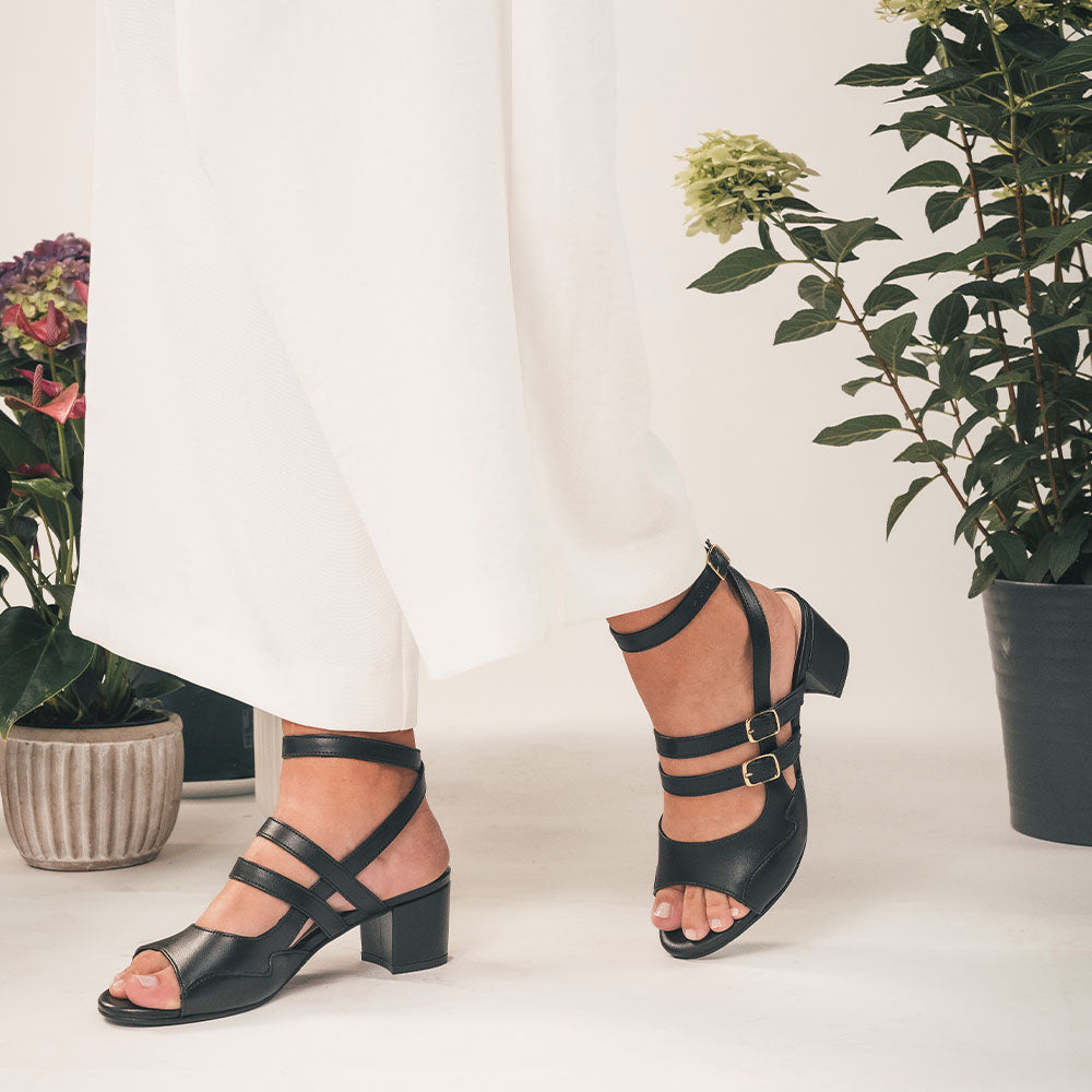NAE womens vegan Sandals Devan Vegan Eco-Leather Black