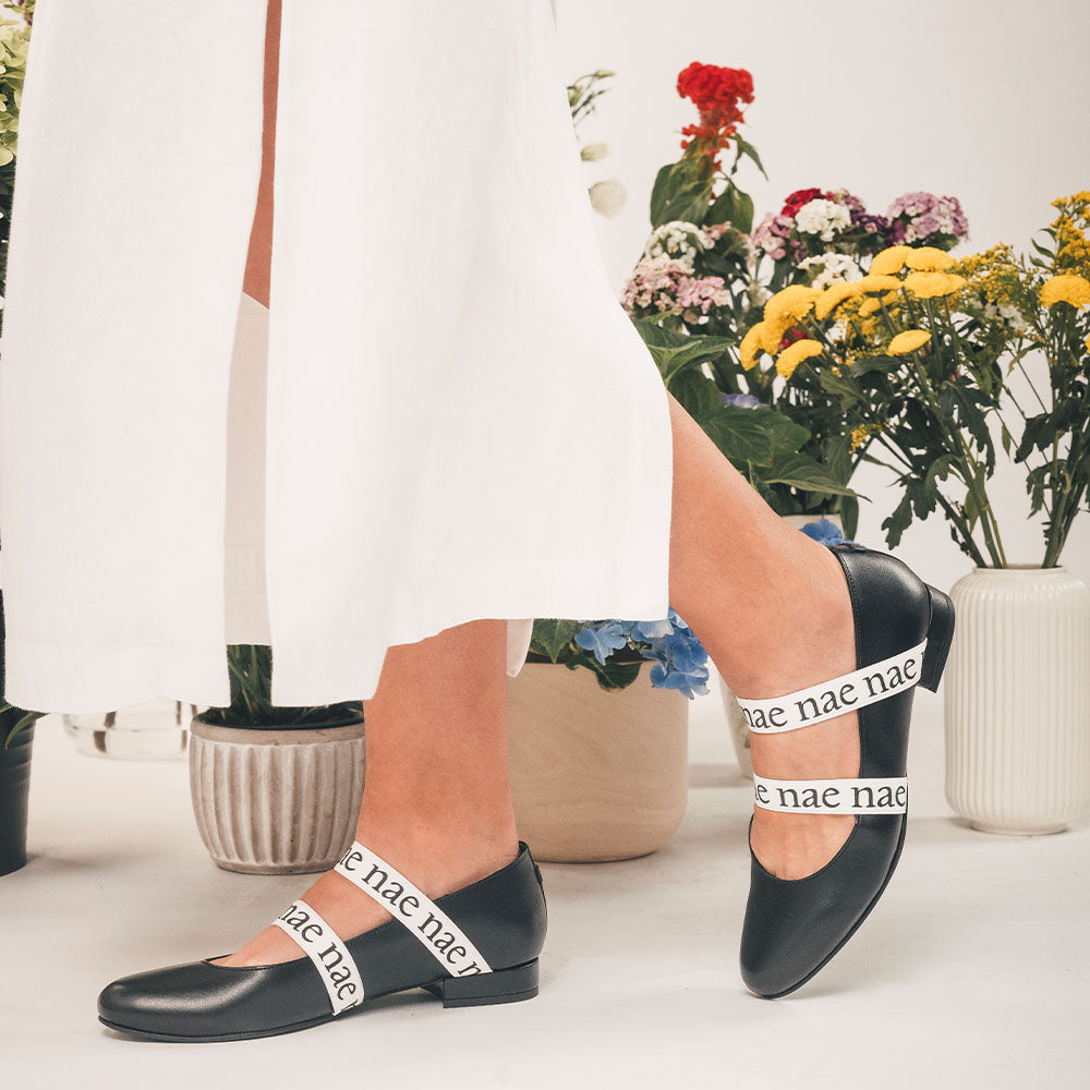 89890 - Damen vegan Ballerinas Aure Veganes Ã–ko-Leder Schwarz