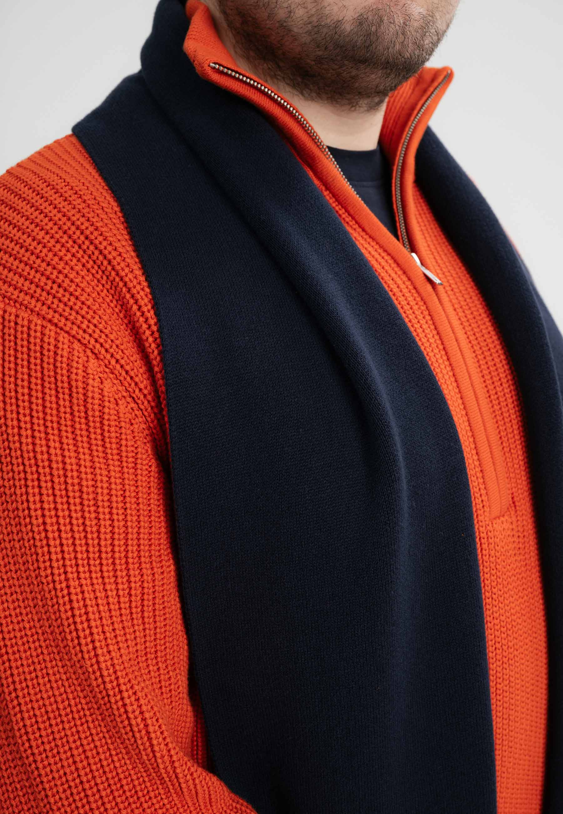 MELA men vegan Scarf Jacquard Knit Asmee Navy Blue