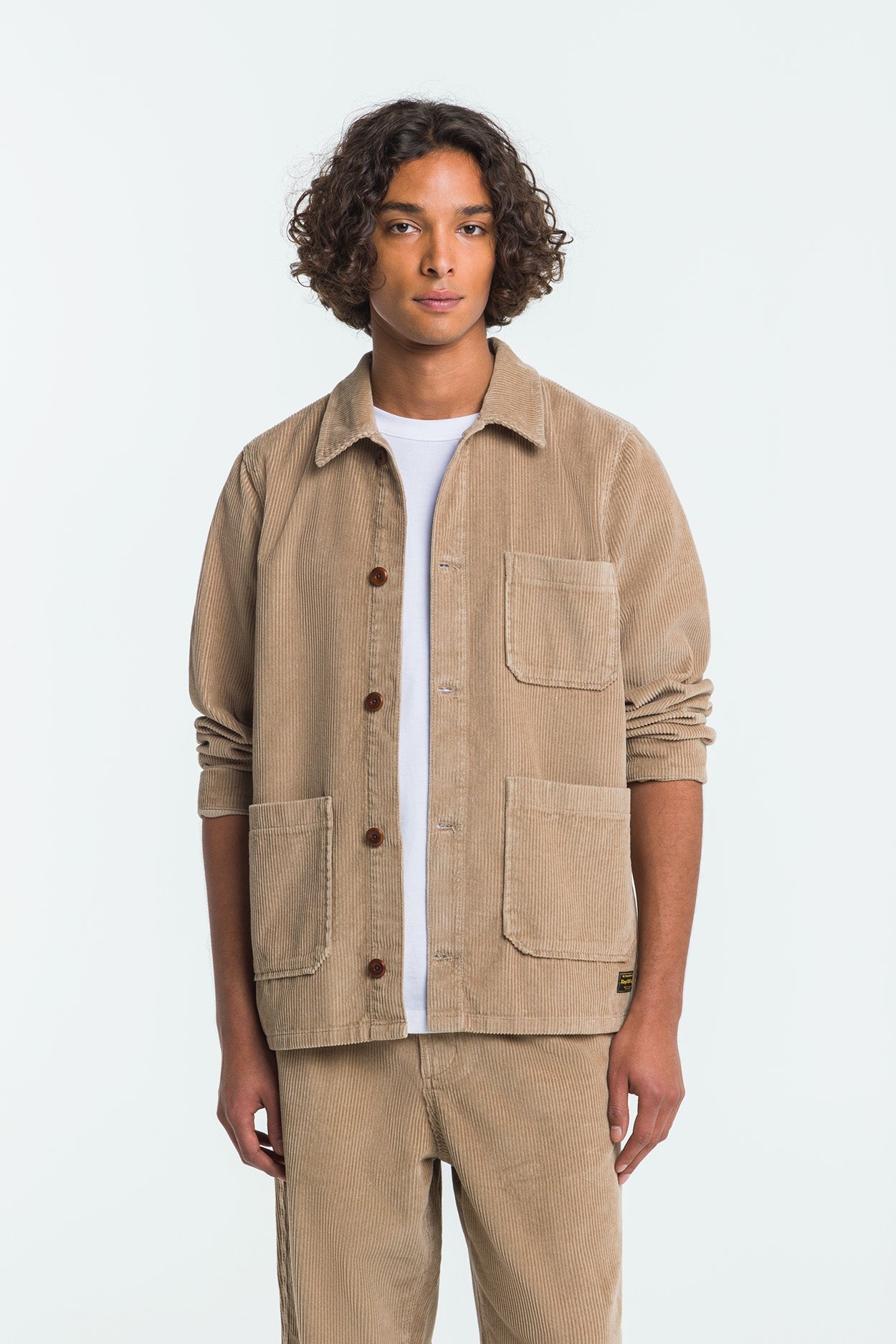 Image of Kings of Indigo mannen vegan Overshirt Duncan Zilver Mink Beige
