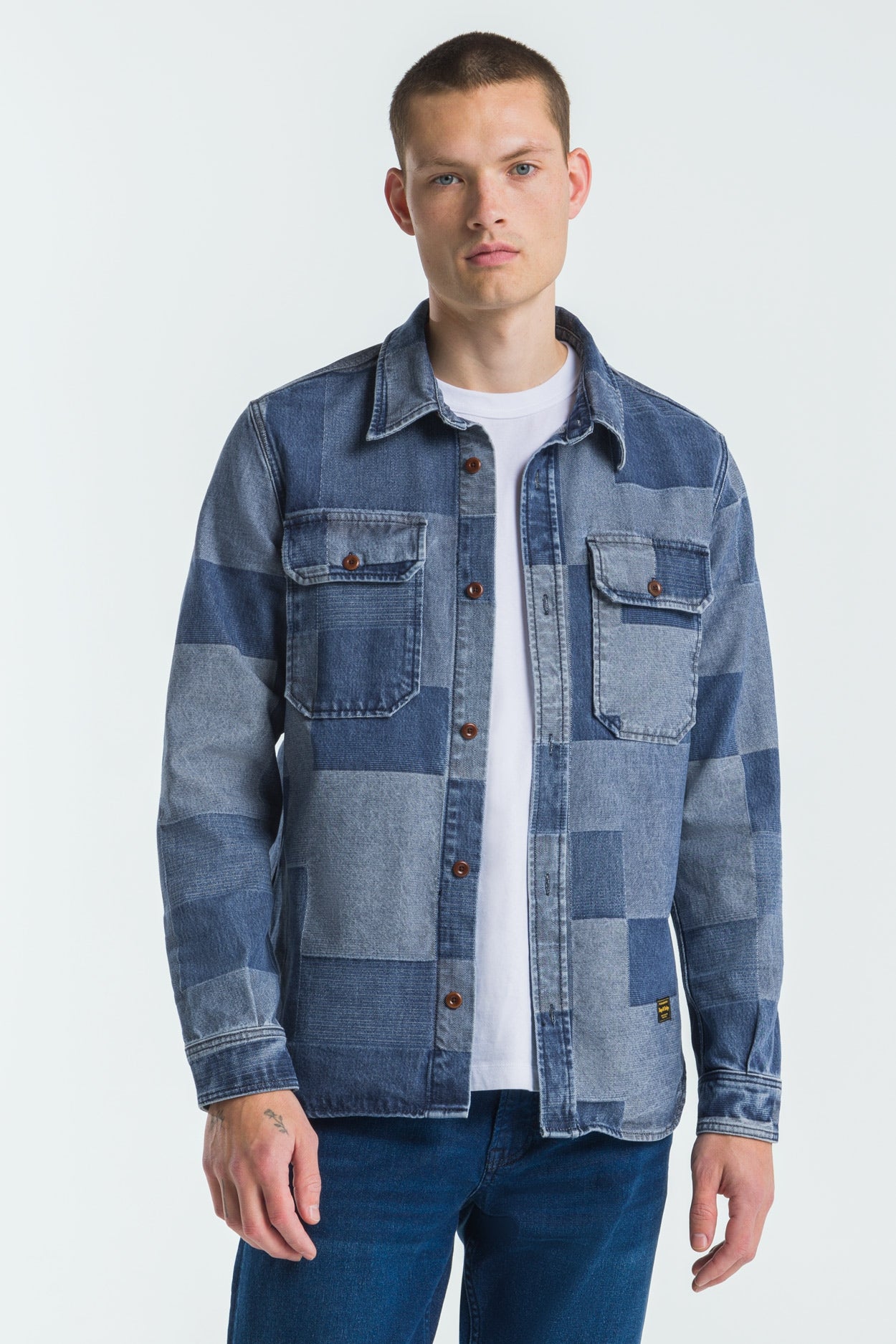 Kings Of Indigo Herren vegan Hemd Kogyoku Jacquard Denim