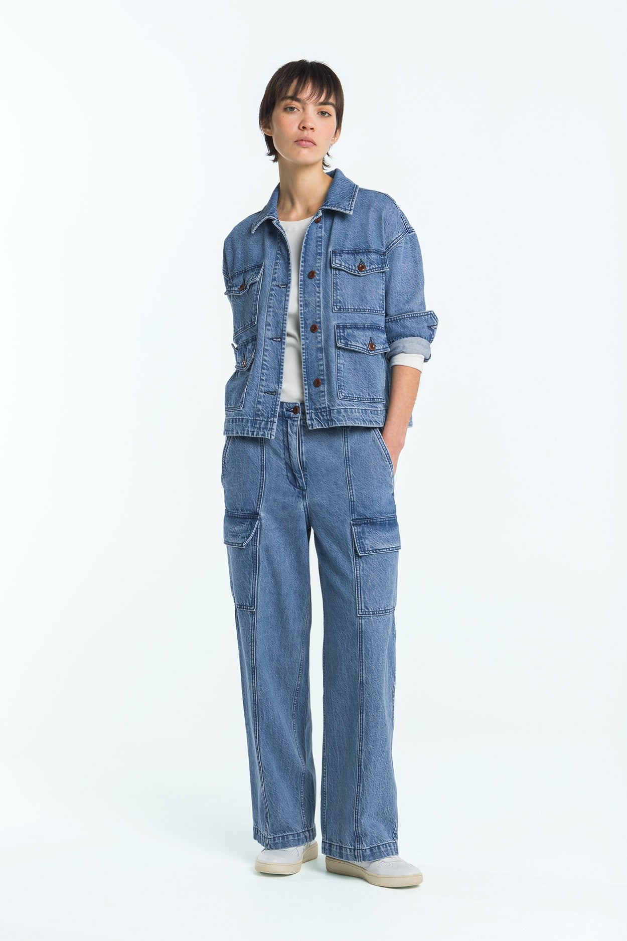 Kings of Indigo womens vegan Jeans Yata Jim Mid Marble Blue