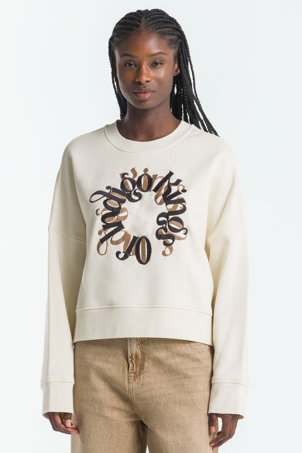 Image of Kings of Indigo dames vegan Sweatshirt Mira Non Dyed Circle Crème