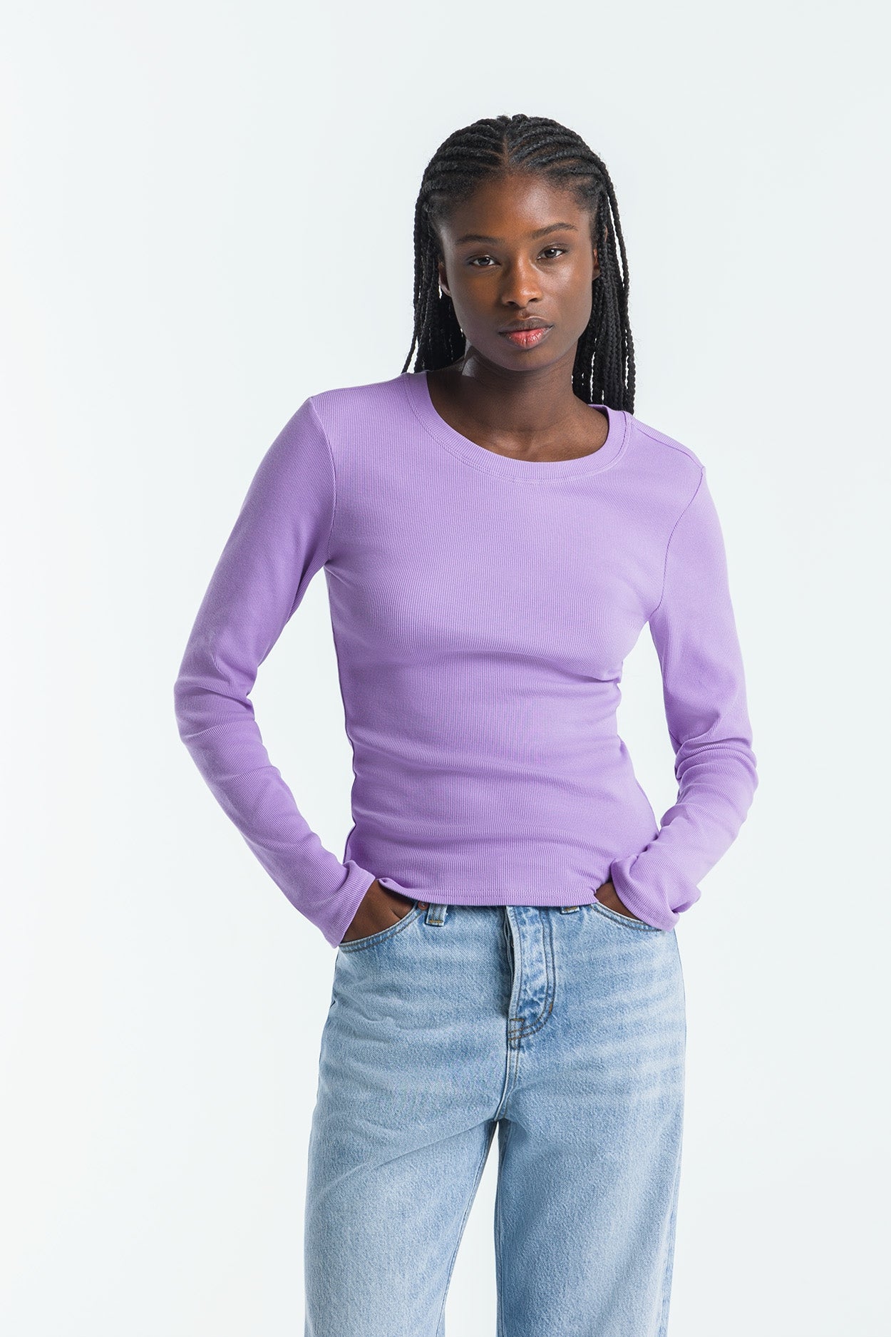 Kings Of Indigo Damen vegan Longsleeve Daigo Violett Tulpe