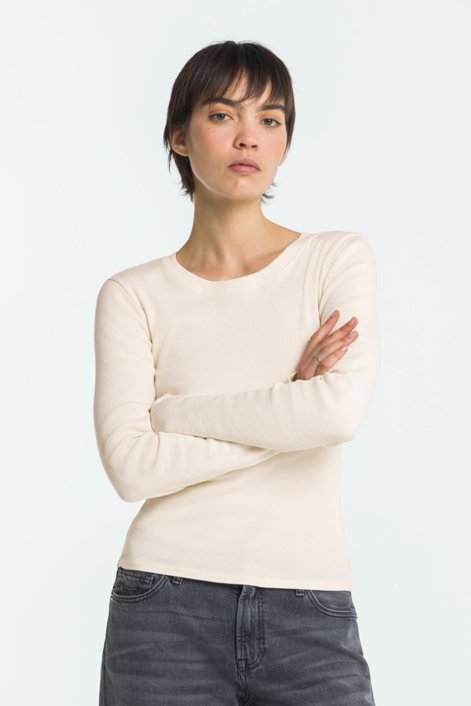 Image of Kings of Indigo dames vegan Lange Mouwen Daigo Cloud Dancer Cream