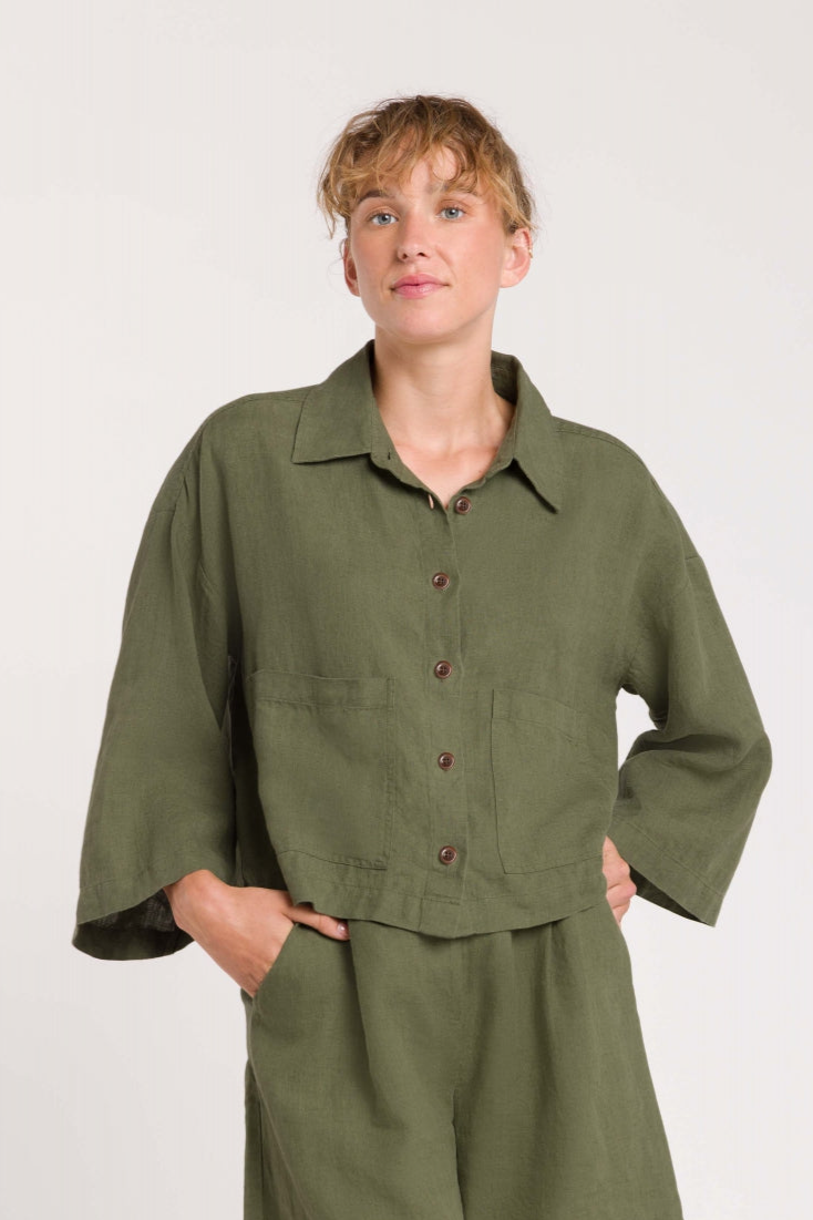 Kings of Indigo womens vegan Shirt Wanda Four Leaf Clover Green