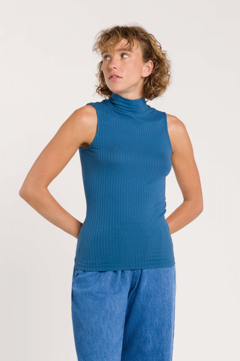 Kings of Indigo womens vegan Sleeveless Jacobina Dark Blue