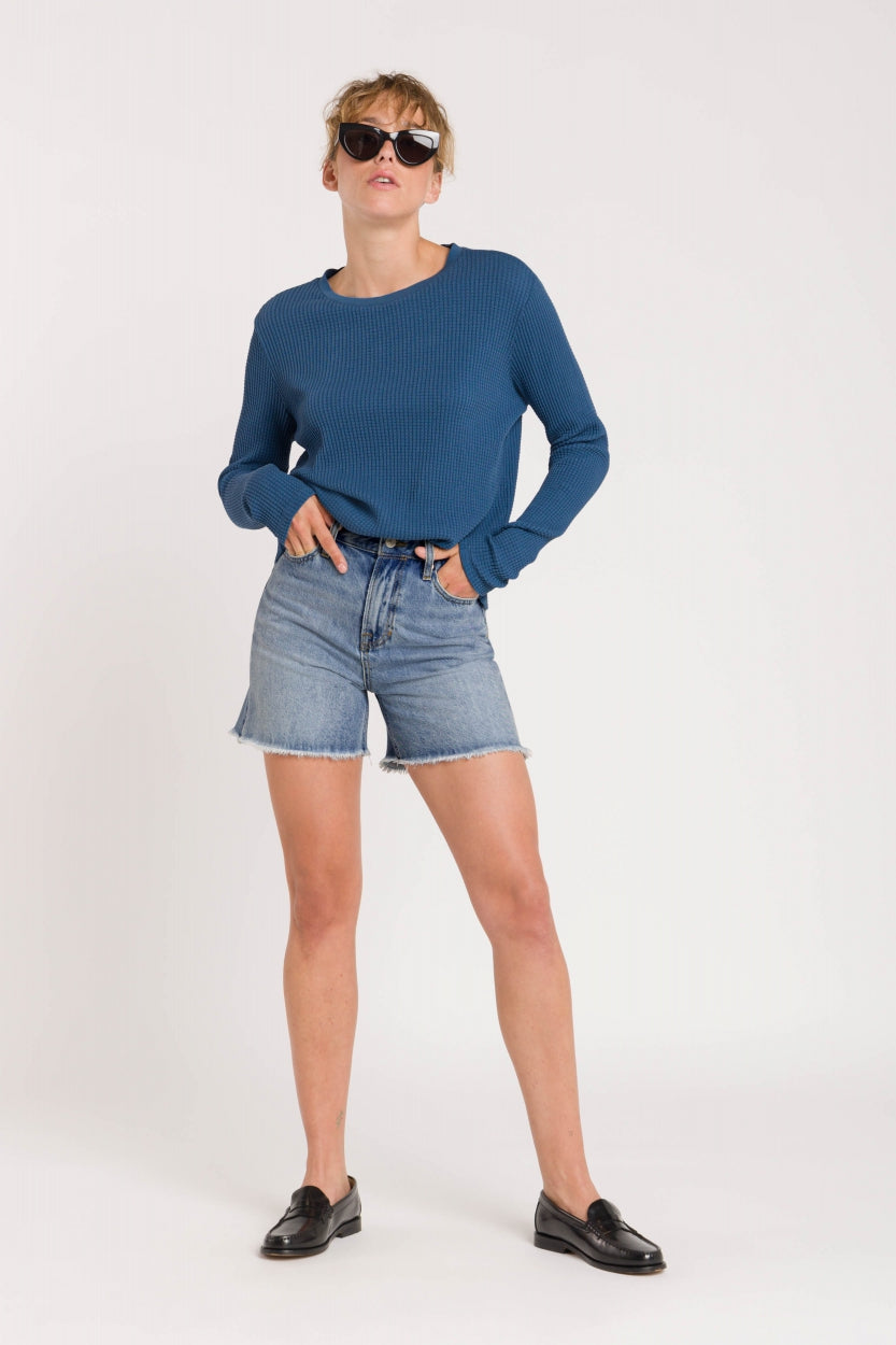 Kings of Indigo womens vegan Shorts Liora Washed Blue Reef Super Light