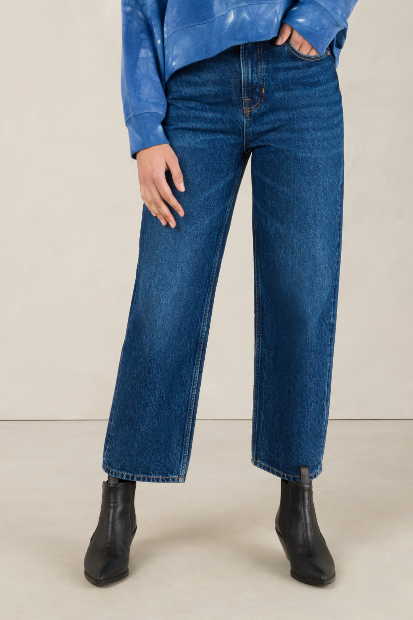 Kings Of Indigo Damen vegan Jeans Liora Stanley Mid Used Dunkelblau