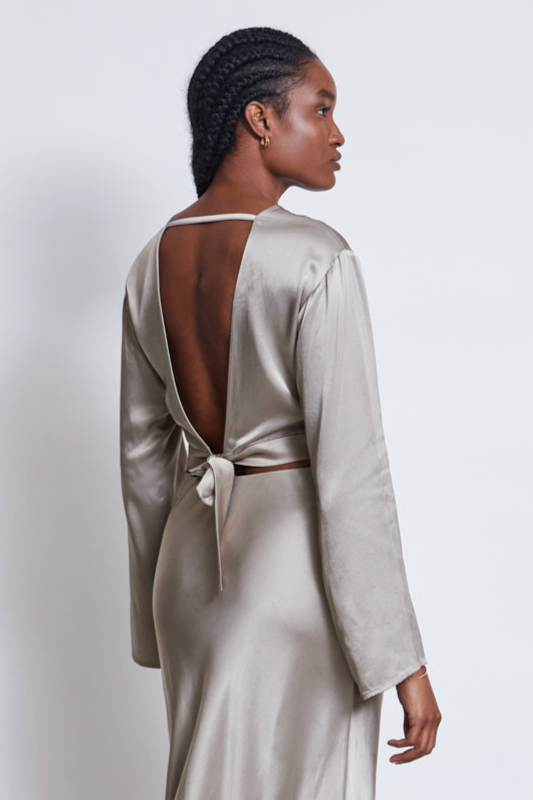 JAN N JUNE JAN 'N JUNE Damen vegan Bluse Open Back Vihm Silber Grau