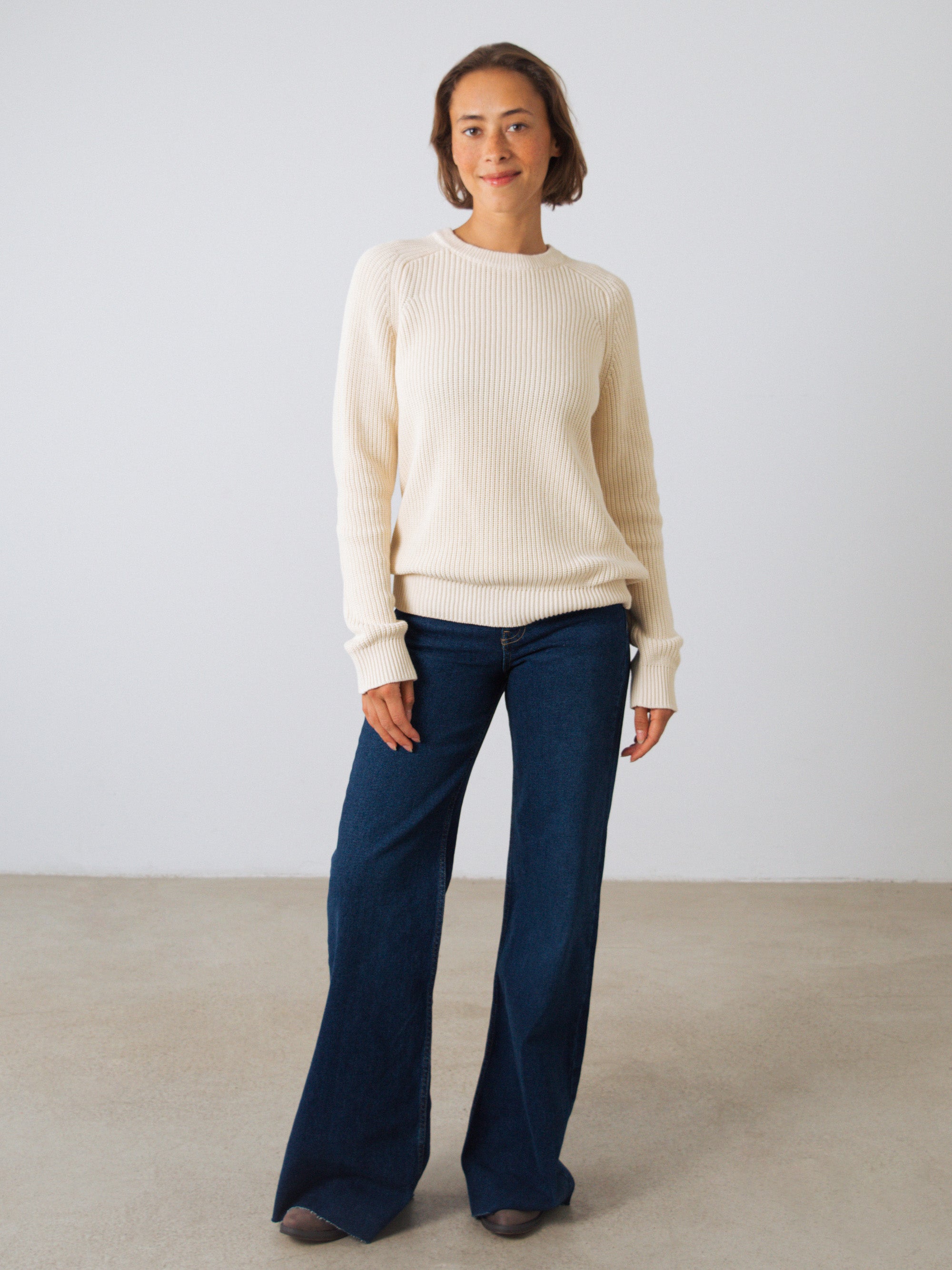 Honest Basics womens vegan Jumper Heavy Knit Ivory