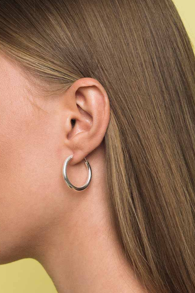 fejn womens vegan Hoop Unisex Small & Medium Bold Silver