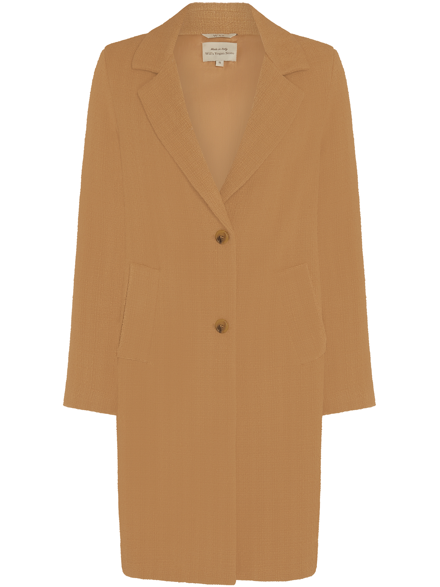 Will's Vegan Store womens vegan Structured Vegan Wool Coat Camel