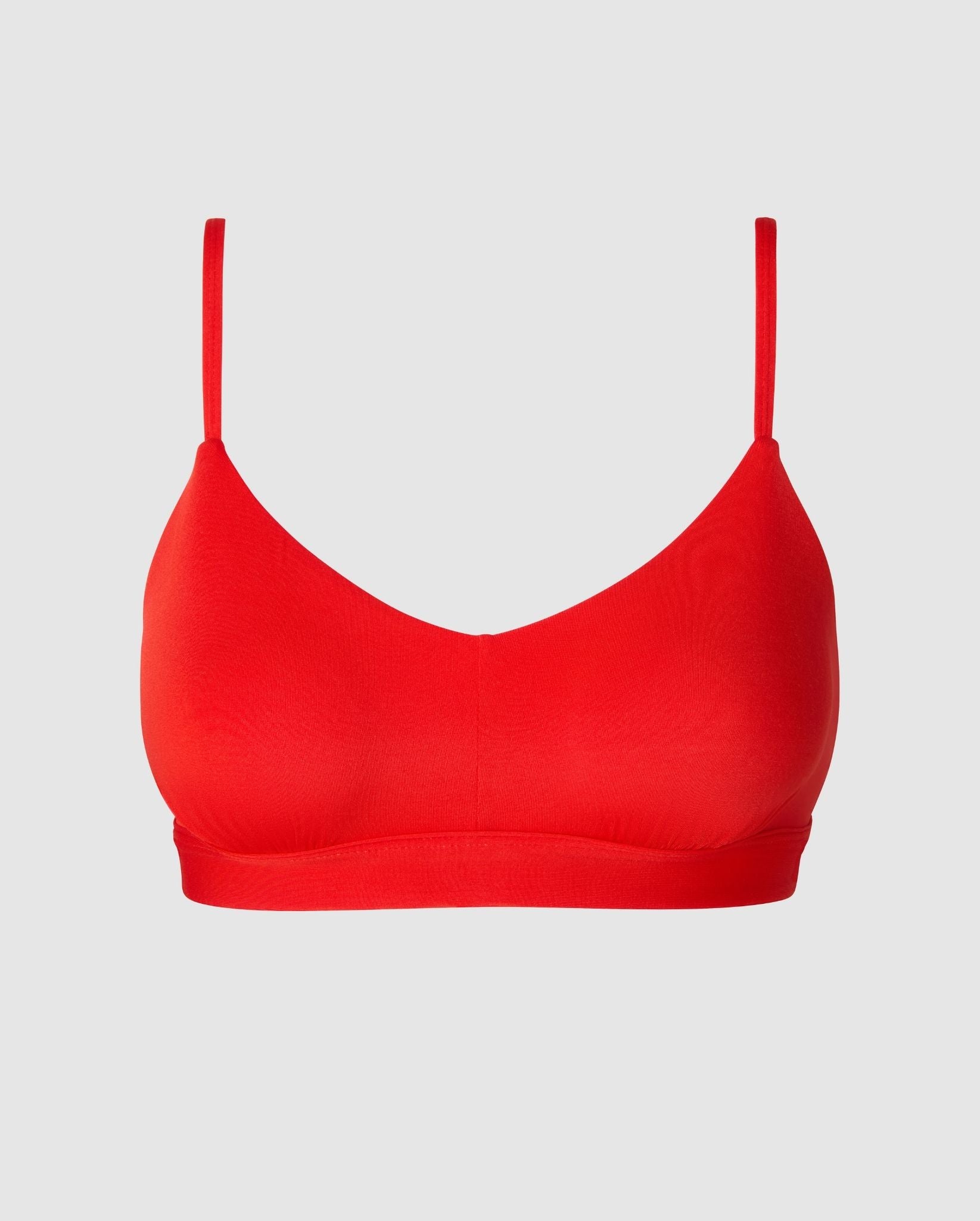 Understatement womens vegan Micro Scoop Bralette Fiery Red